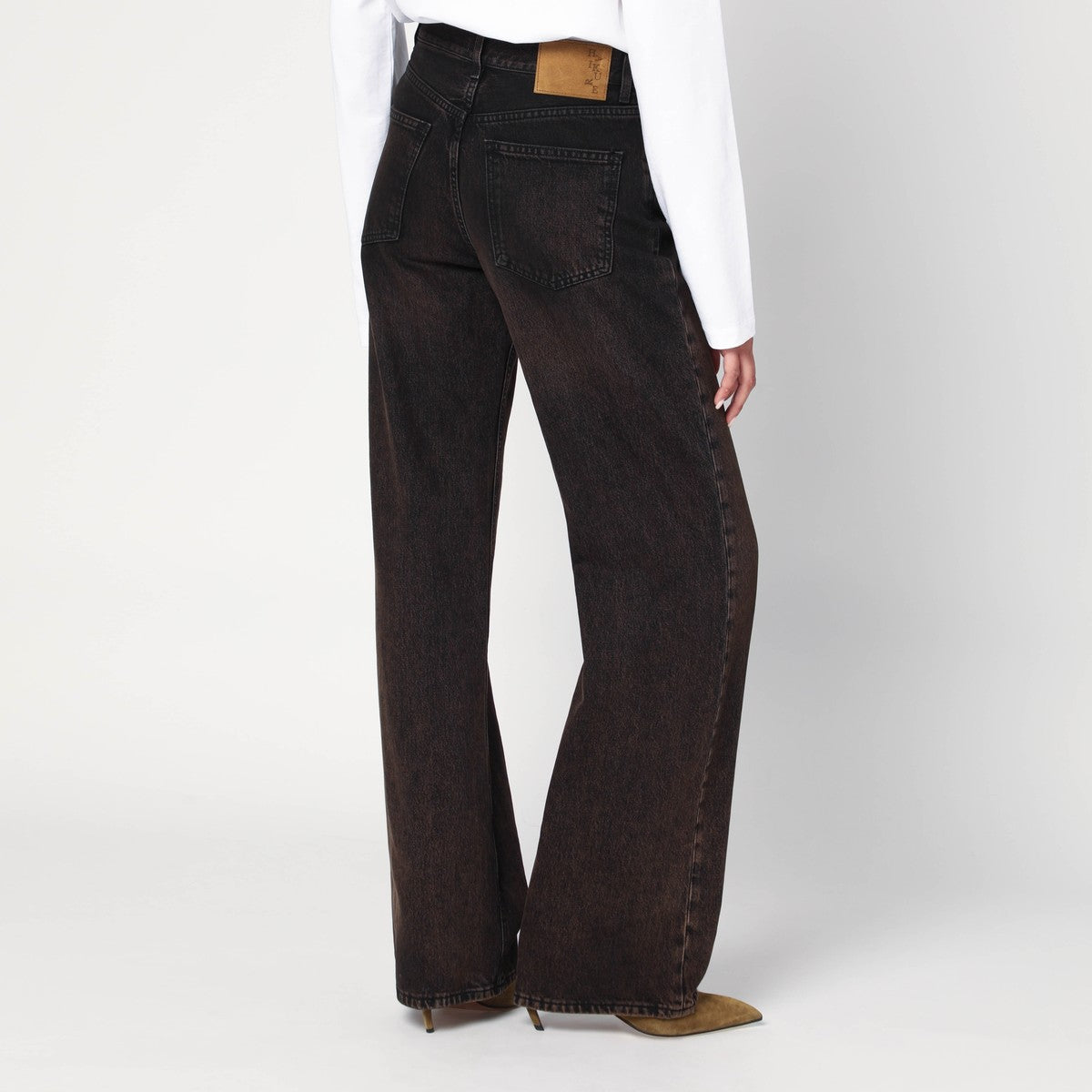 HAIKURE Brown vintage effect Korea jeans