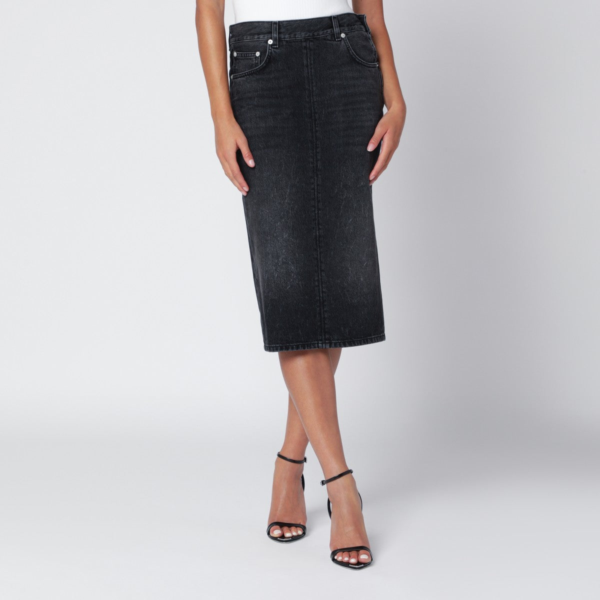 HAIKURE Black washed-effect Kim denim skirt