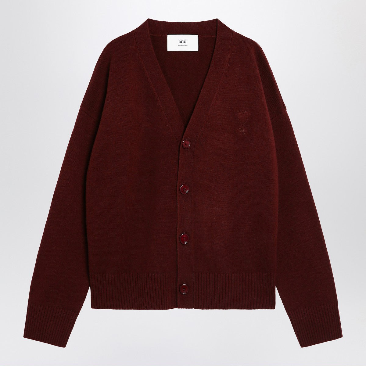 Ami Paris Cardigan Ami de Coeur cherry color in wool and cashmere