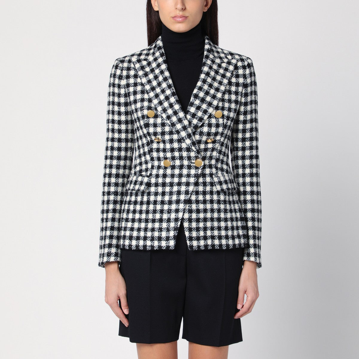 Tagliatore Black/white double-breasted checked jacket