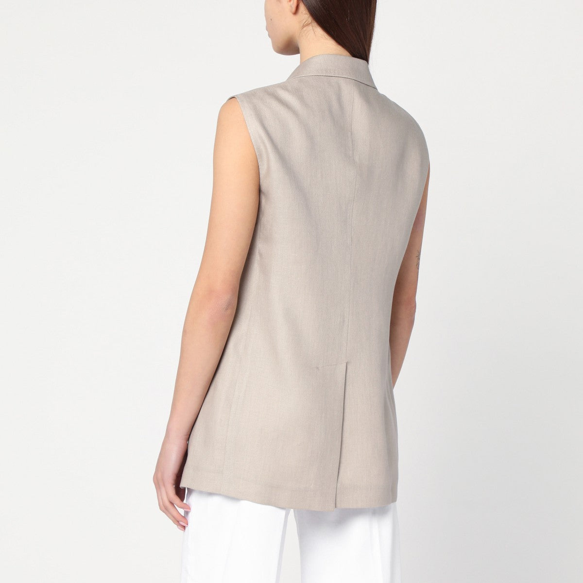 Tagliatore Beige double-breasted linen vest