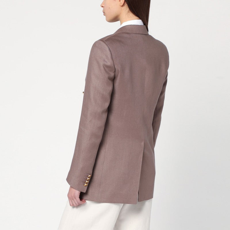 Tagliatore Brown double-breasted linen jacket