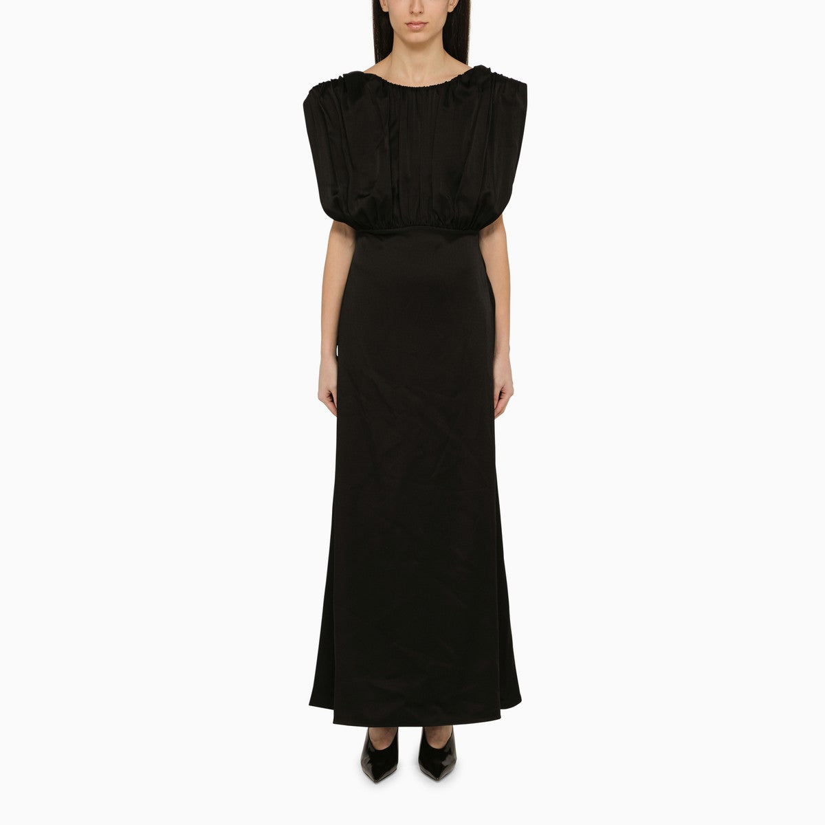 Jil Sander Long dress with black ruffles