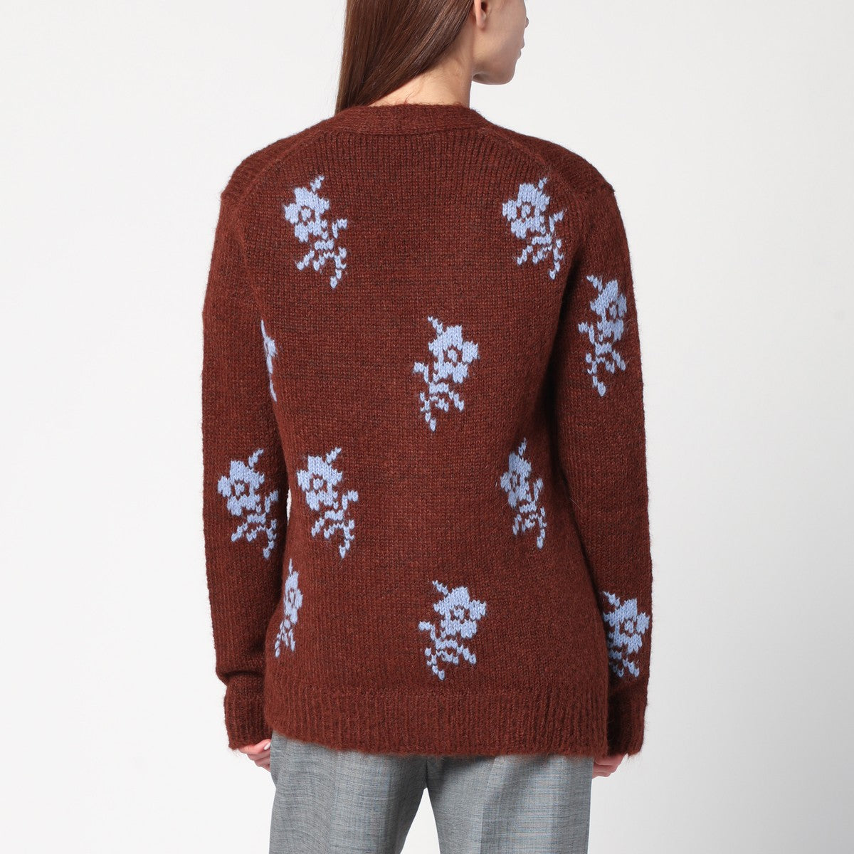 Jil Sander Brown cardigan with floral inlay