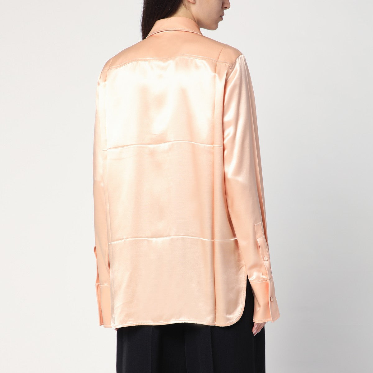Jil Sander Shirt with pink tie in shiny viscose blend