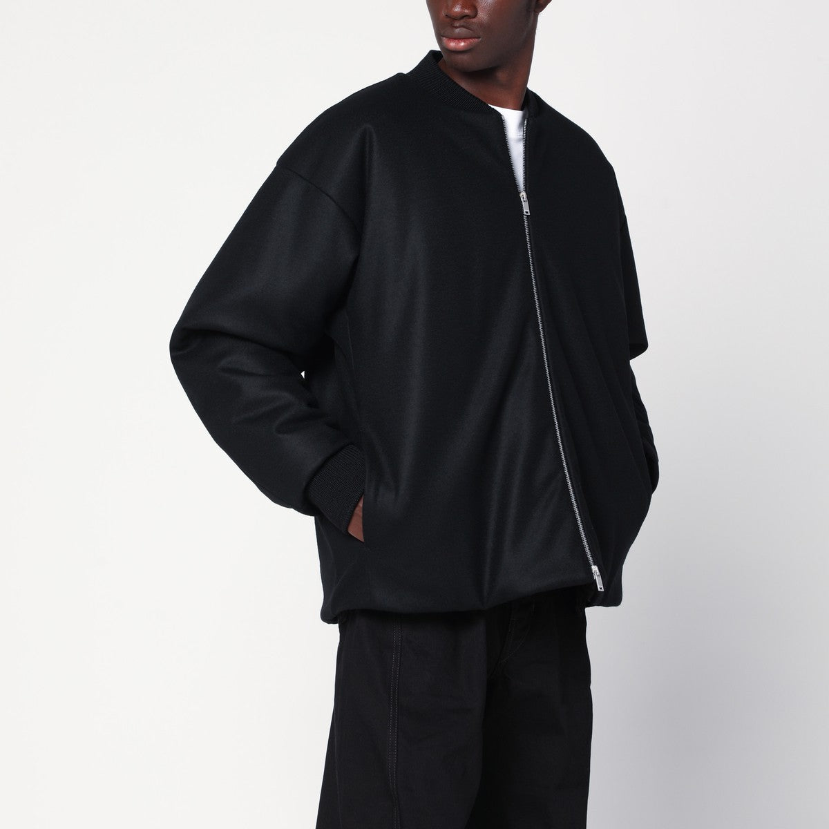 Jil Sander Black wool bomber jacket
