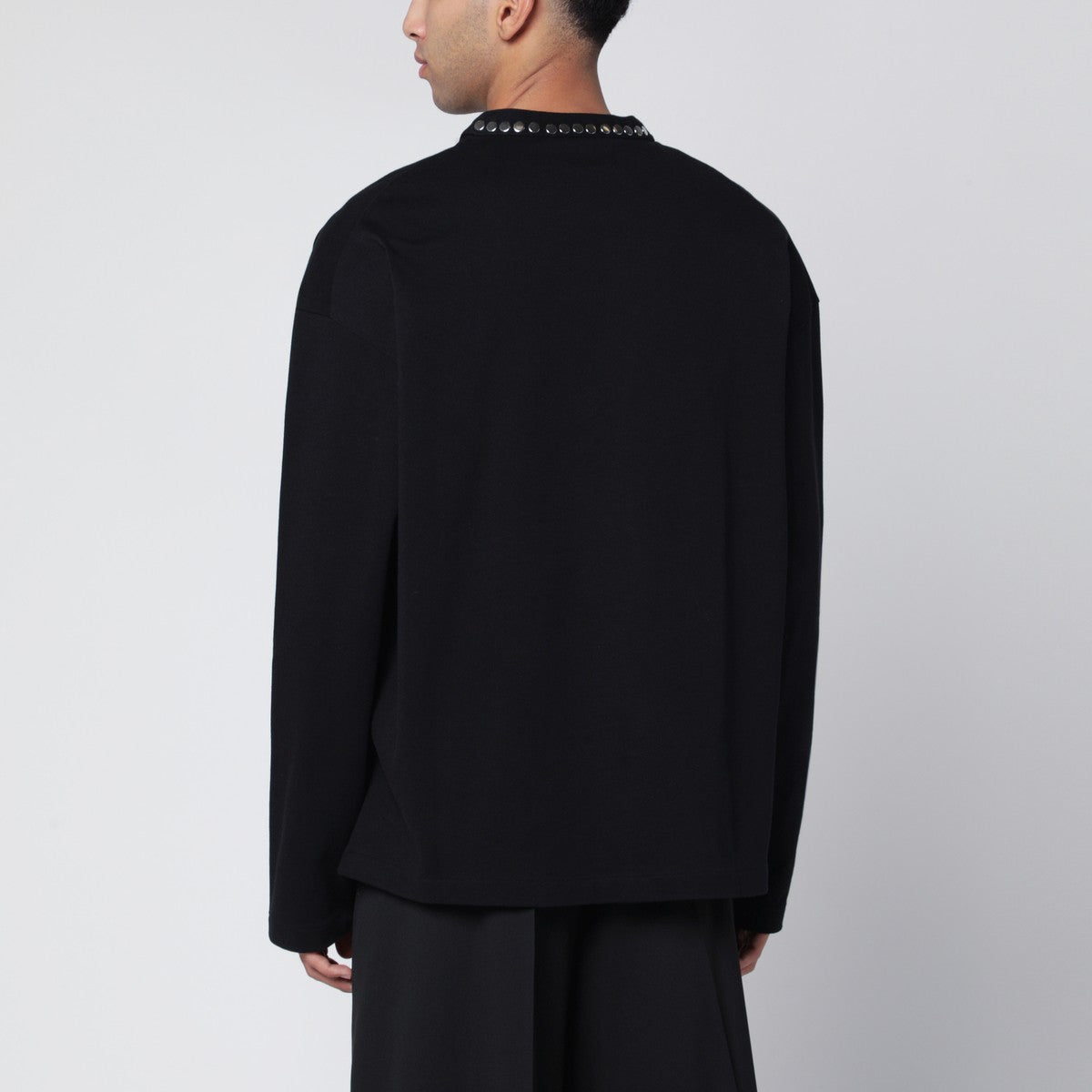 Jil Sander Black long-sleeve T-shirt with studs