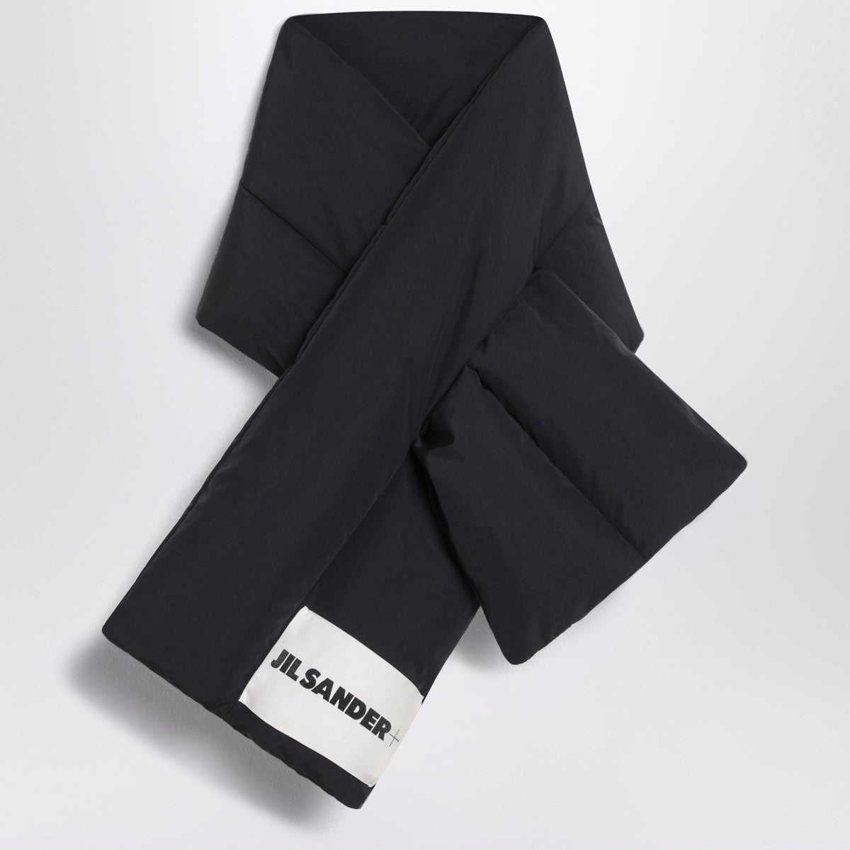 Jil Sander Black padded scarf with logo