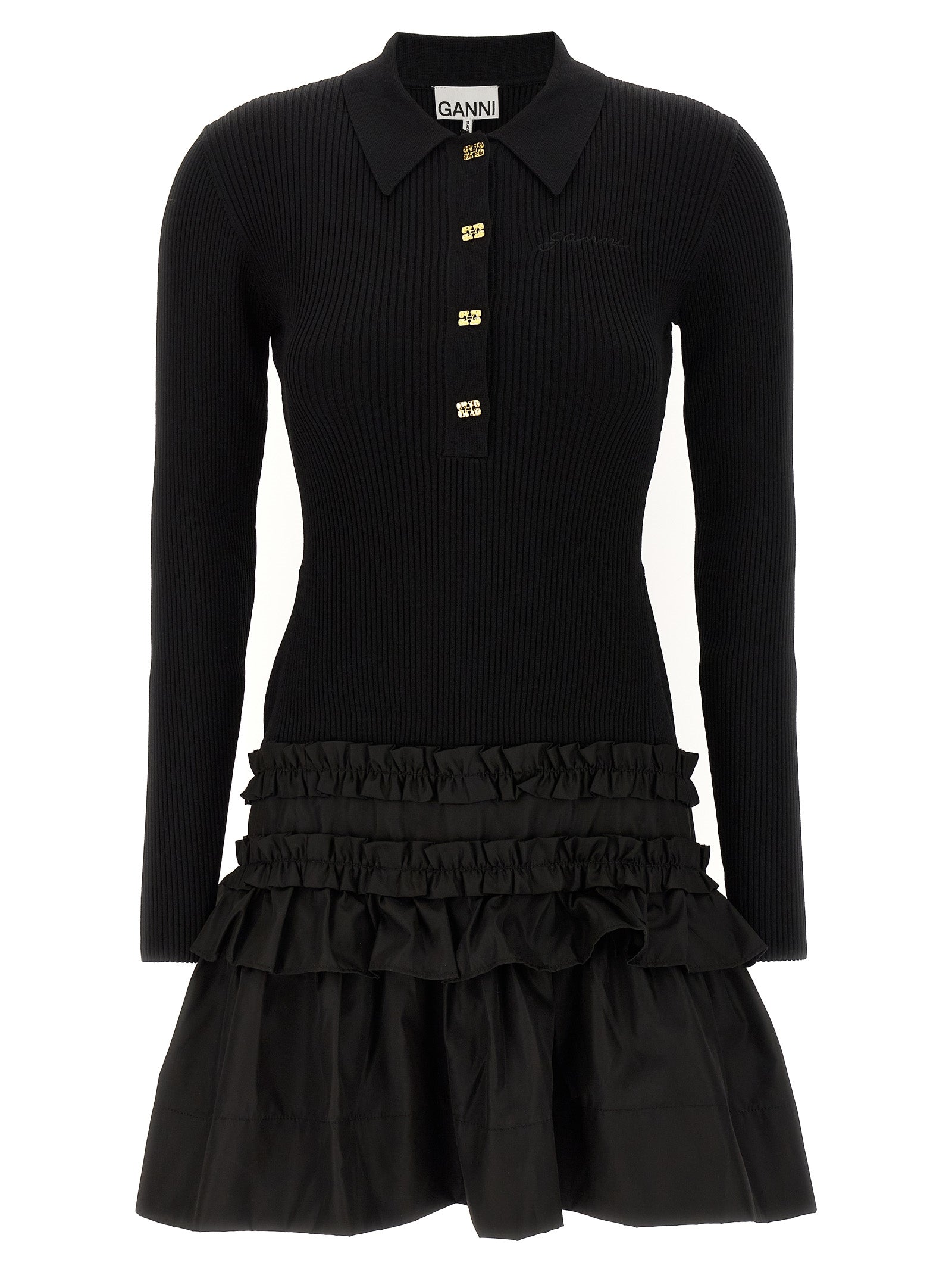 Ganni Melange Rib Knit Mini Dress