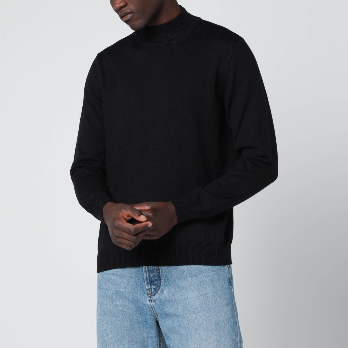 Tagliatore Black wool turtleneck sweater