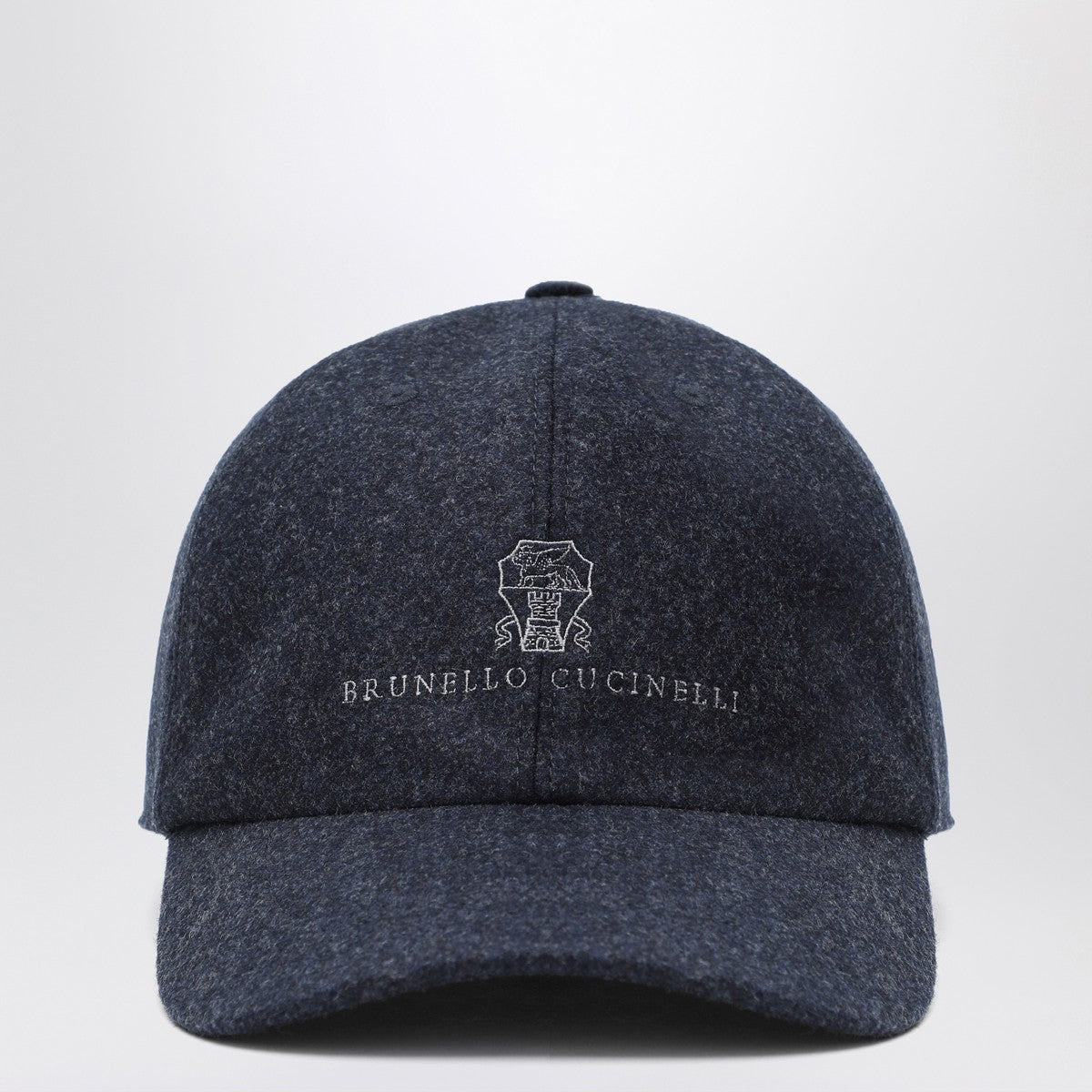 Brunello Cucinelli Grey-blue wool baseball cap