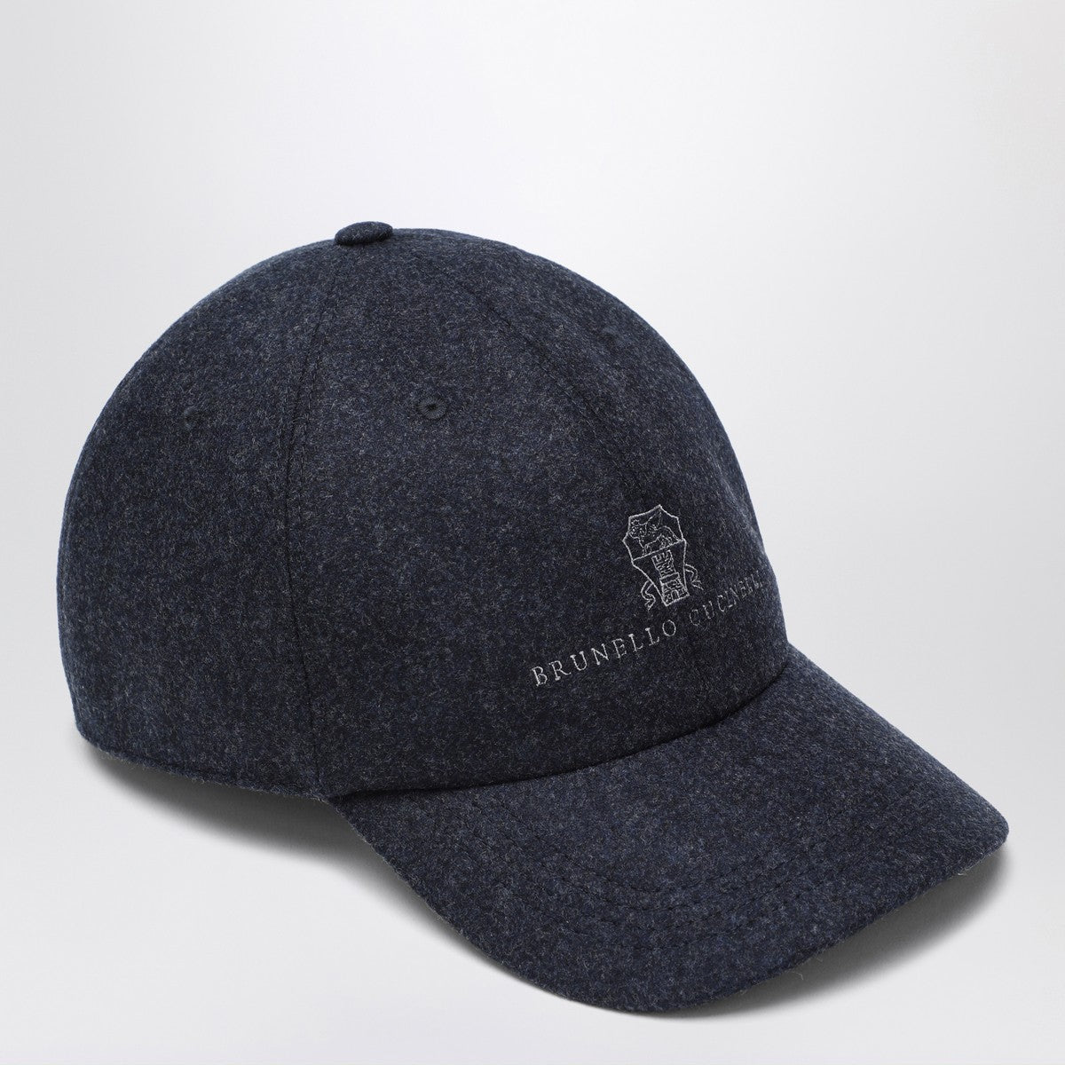 Brunello Cucinelli Grey-blue wool baseball cap