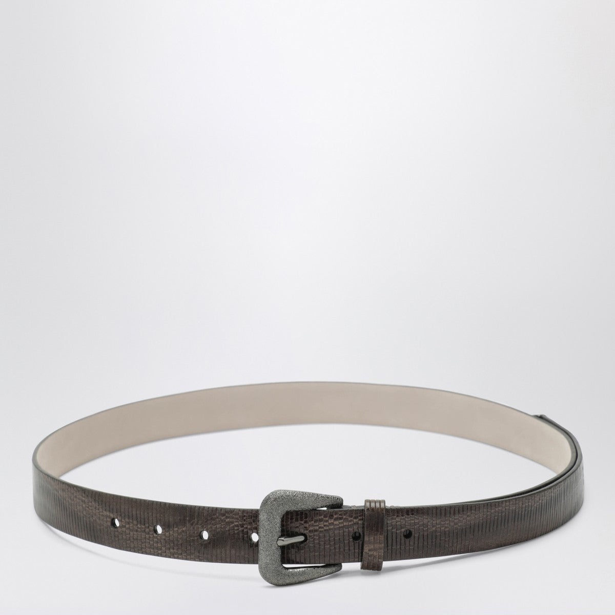 Brunello Cucinelli Olive-green leather belt