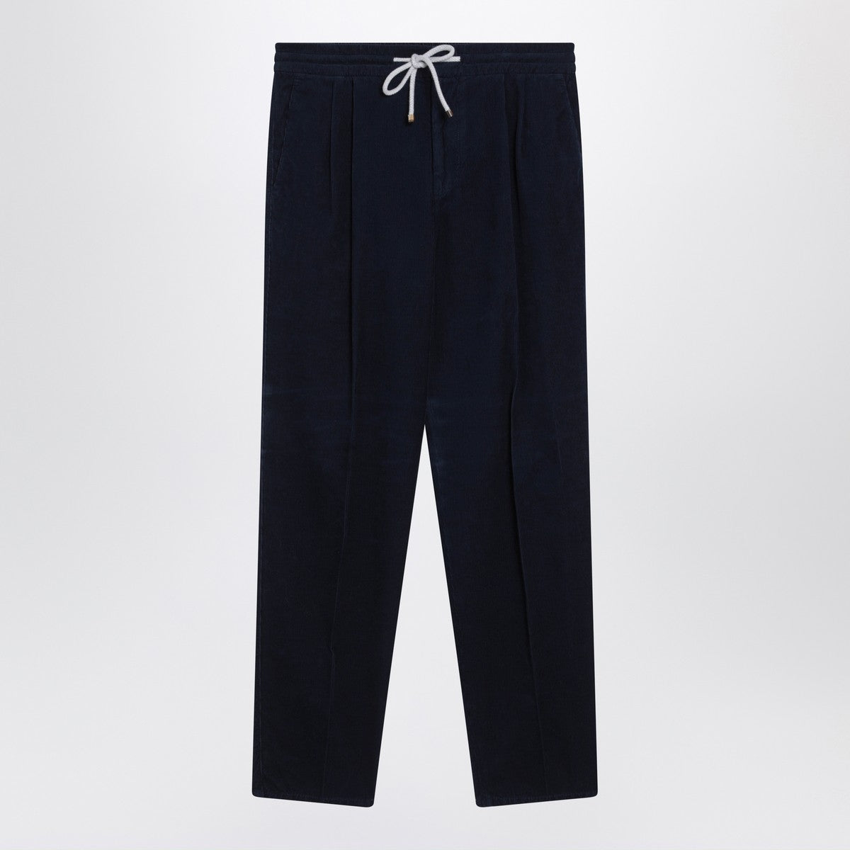 Brunello Cucinelli Navy blue corduroy drawstring pants