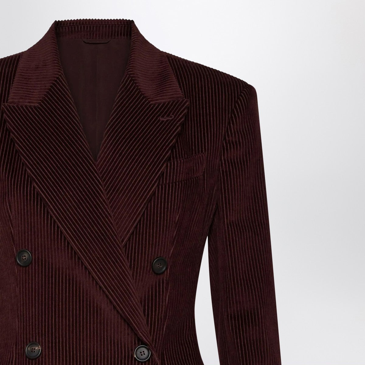 Brunello Cucinelli Bordeaux velvet double-breasted jacket