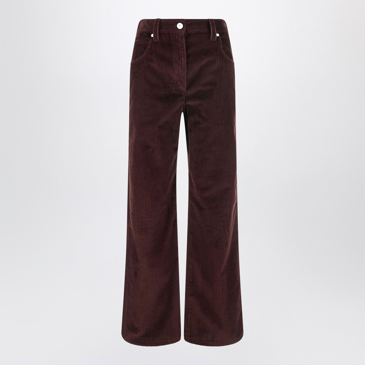 Brunello Cucinelli Wide-leg bordeaux velvet trousers
