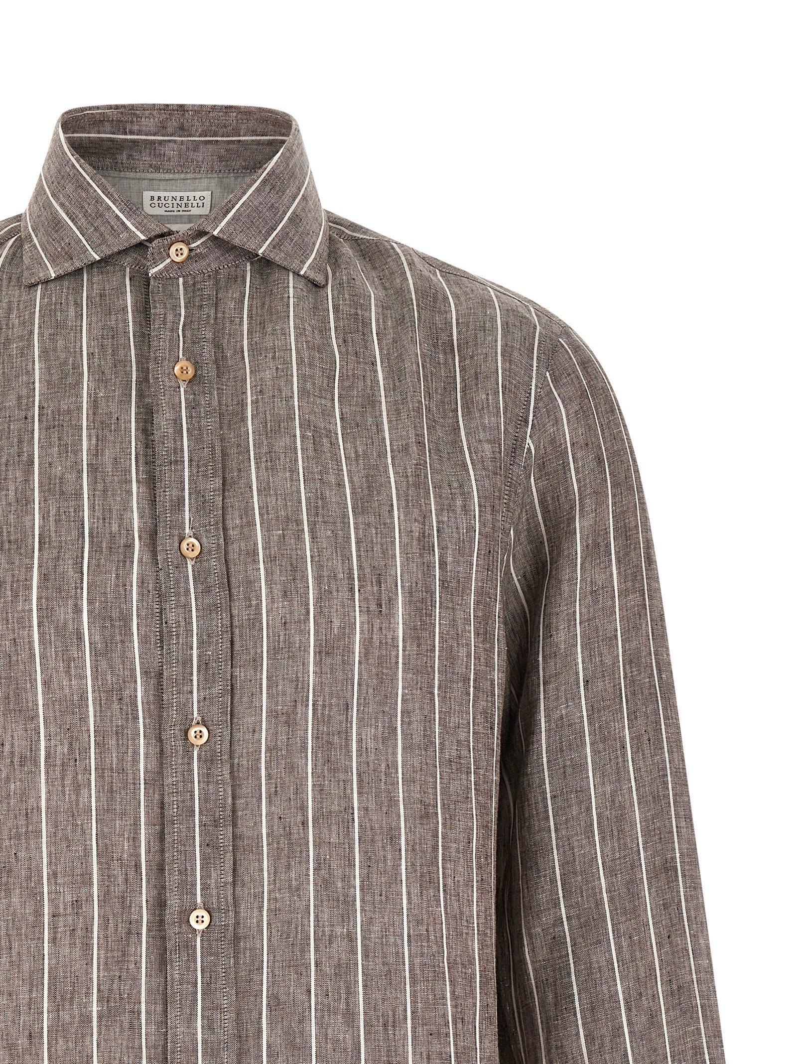 Brunello Cucinelli Pinstriped Canvas Shirt
