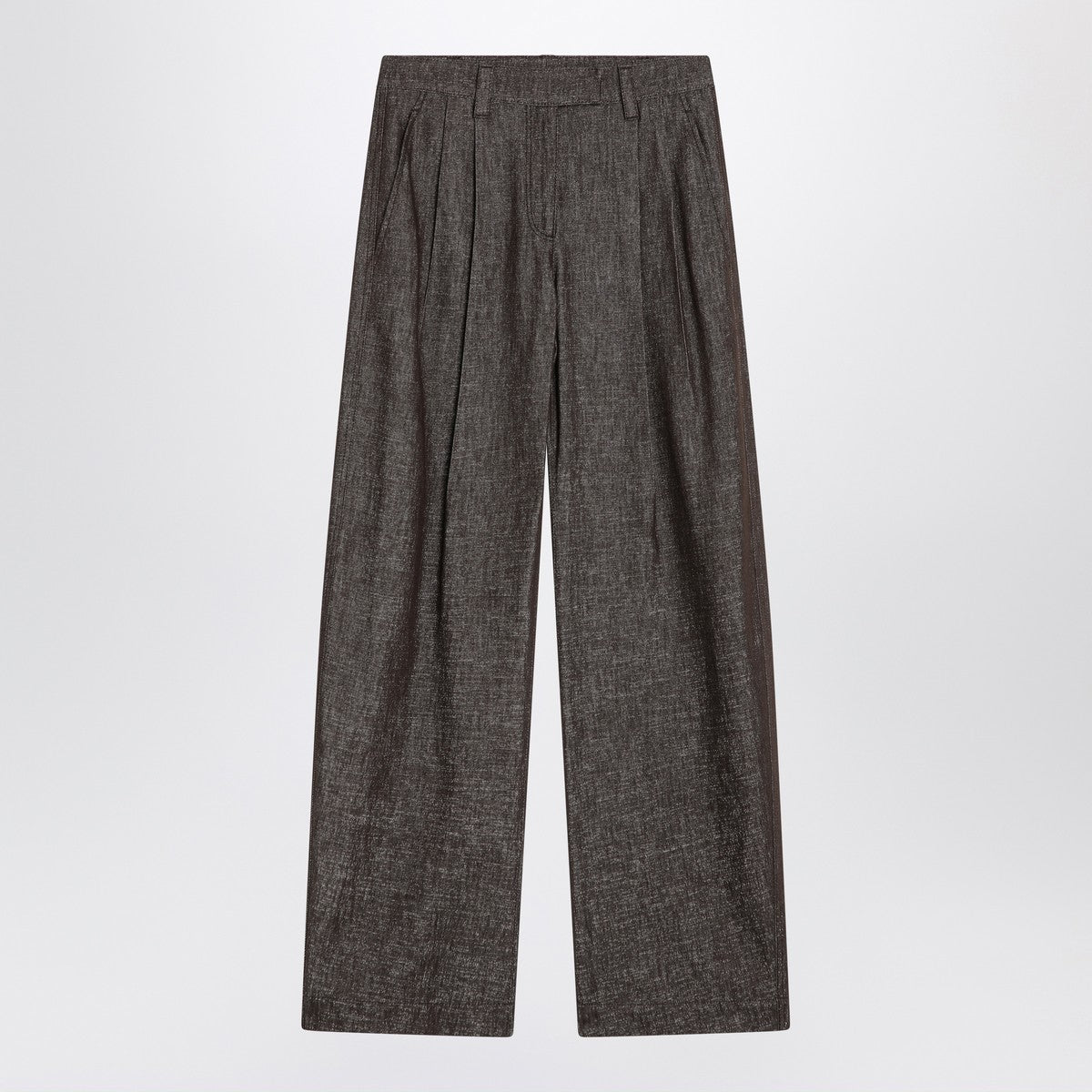 Brunello Cucinelli Wide brown trousers in cotton blend
