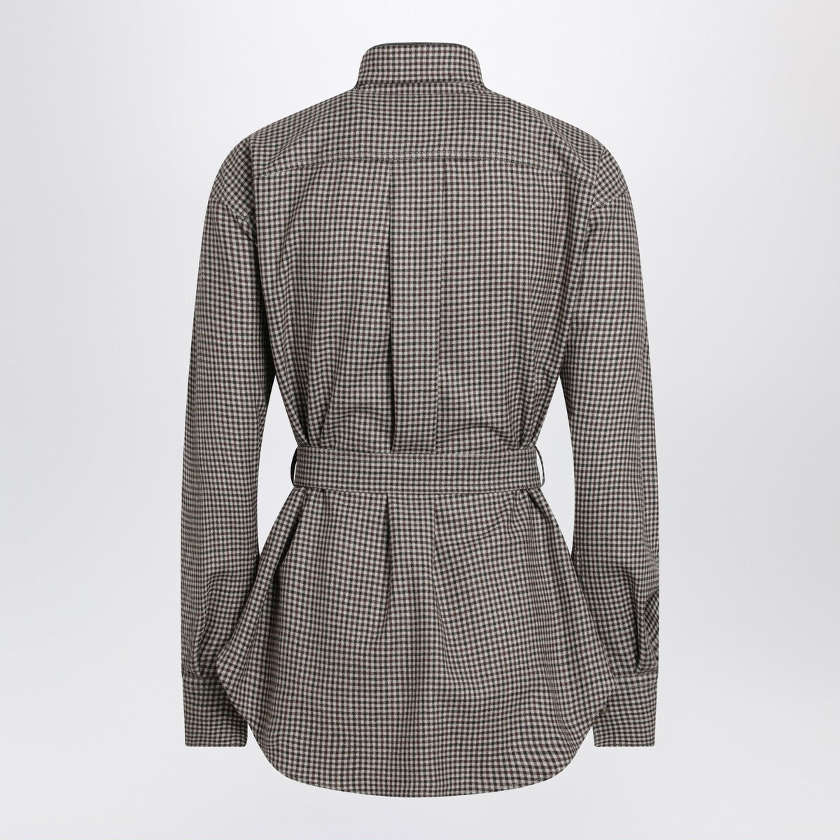 Brunello Cucinelli Check-pattern shirt with belt and Shiny Collar Detail