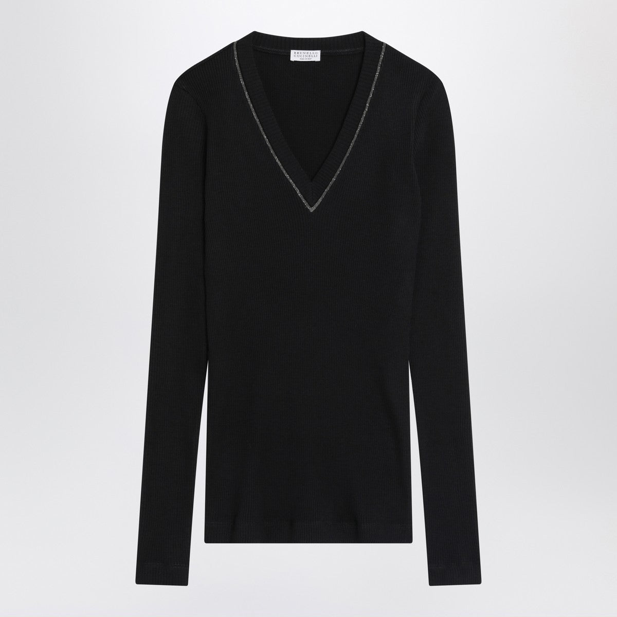 Brunello Cucinelli Blue ribbed wool sweater