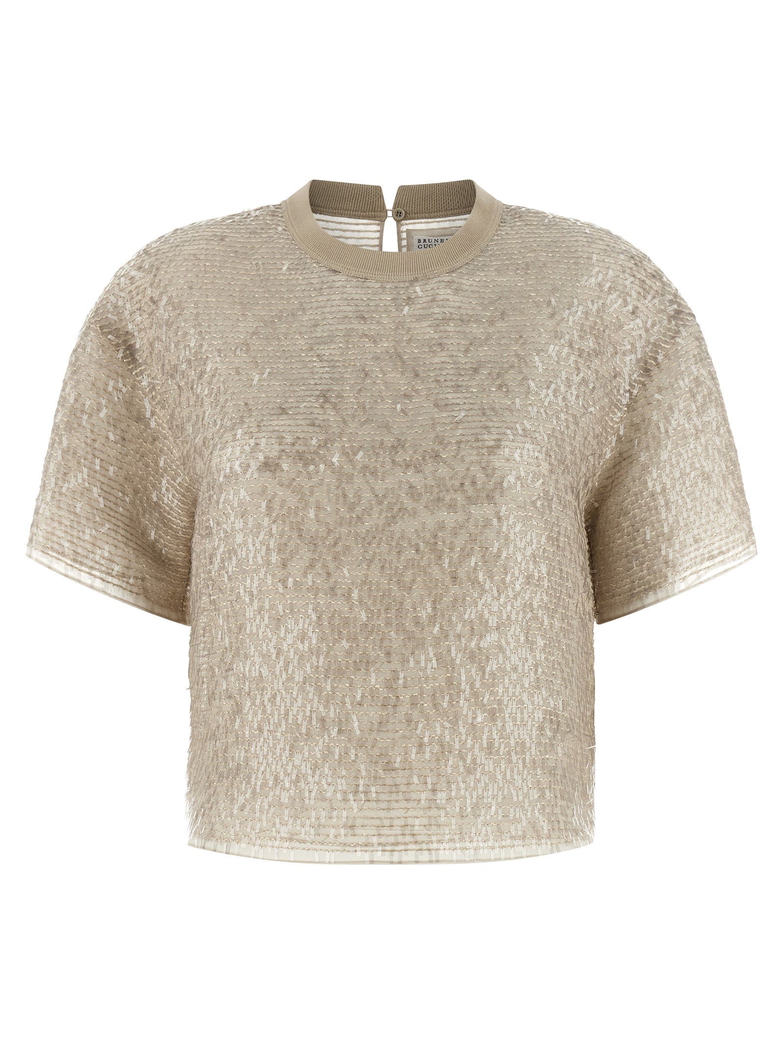 Brunello Cucinelli Dazzling Cascade Embroidery T-shirt