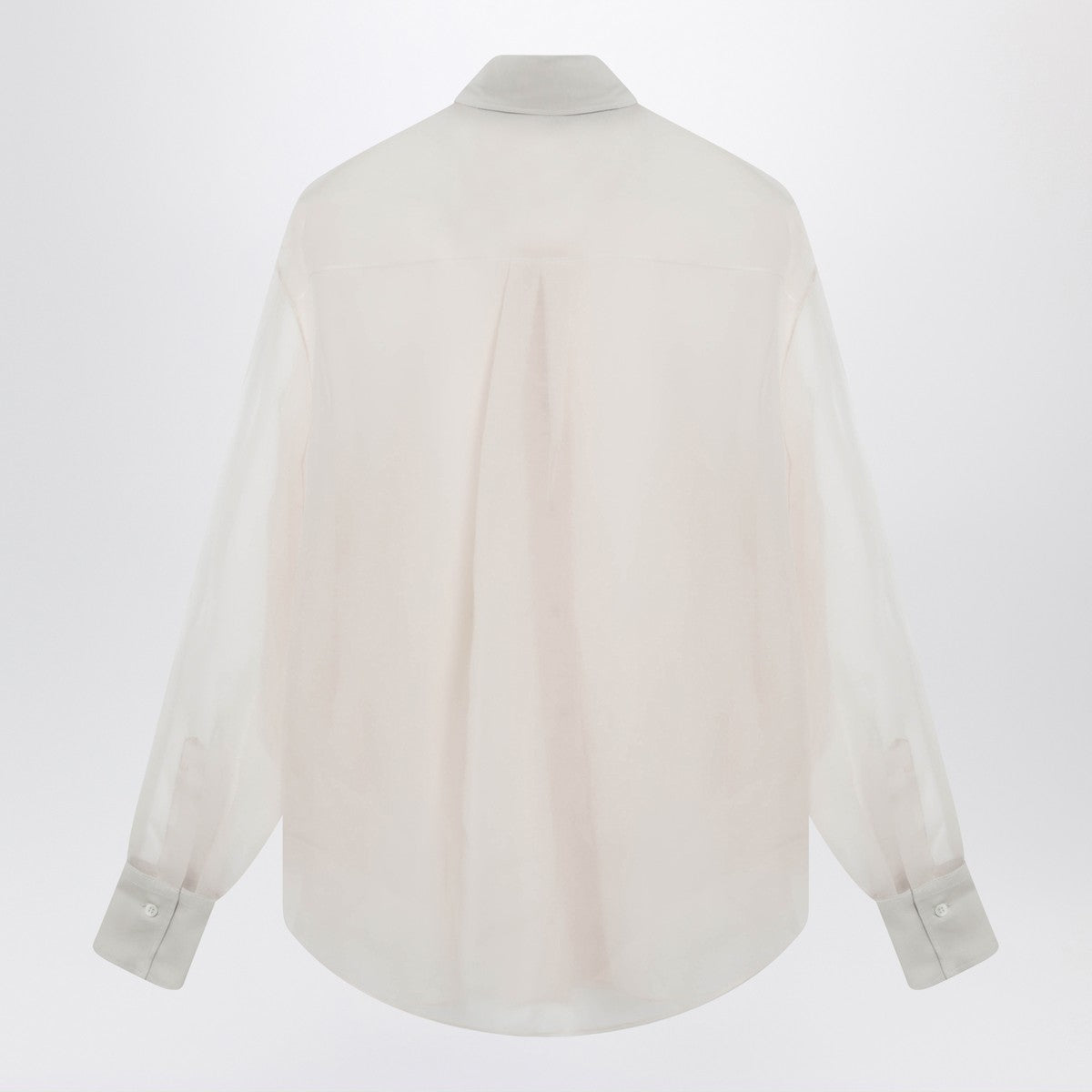 Brunello Cucinelli Beige Crispy silk shirt with monile detail