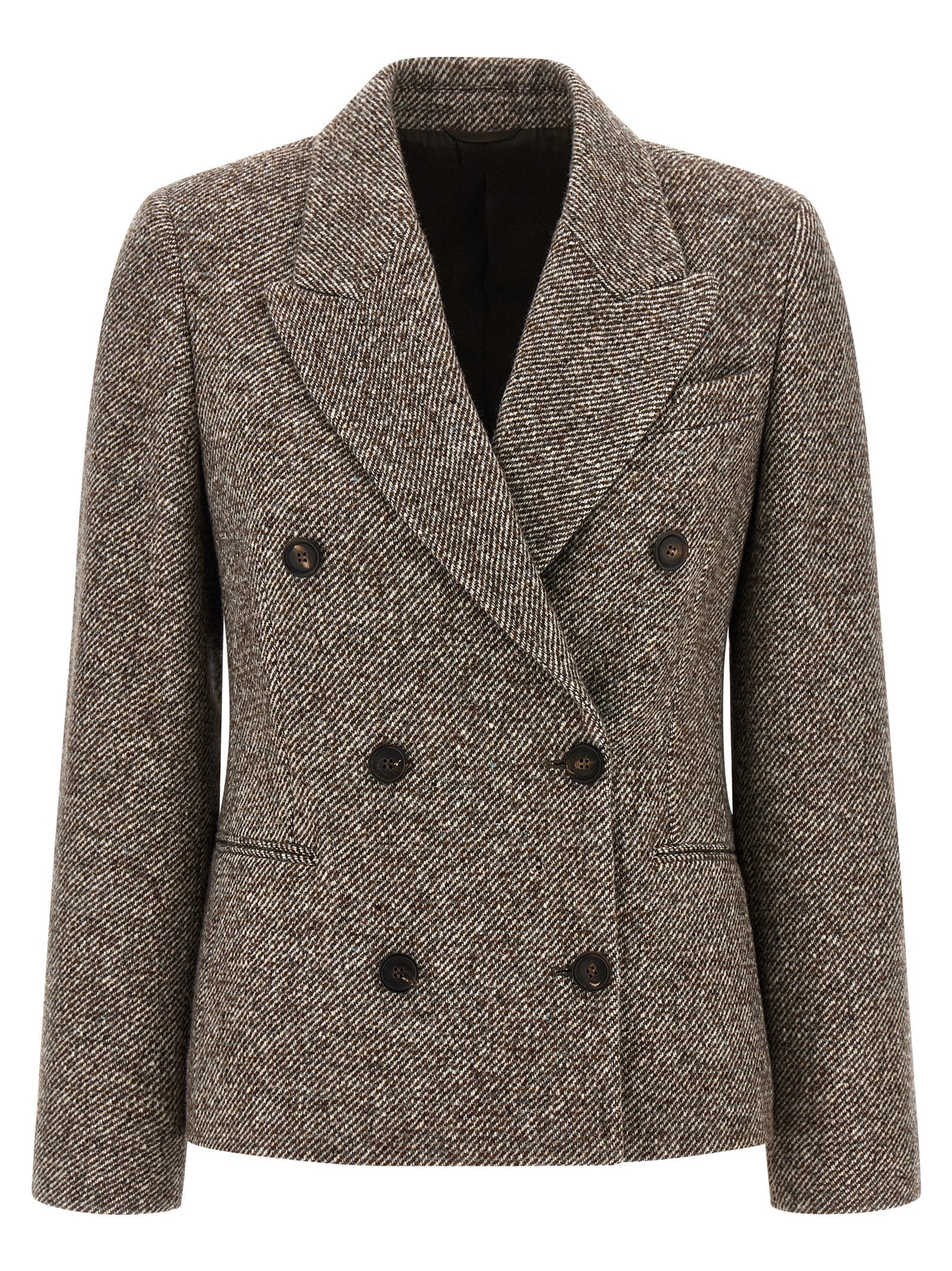 Brunello Cucinelli Double-breasted Silk Blend Blazer