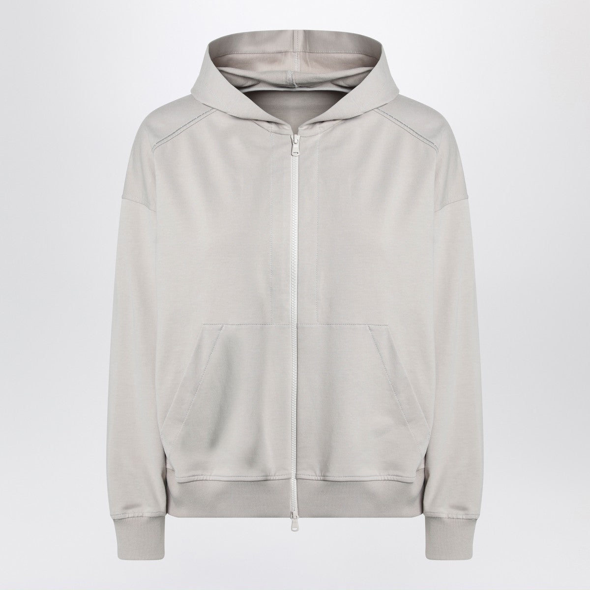 Brunello Cucinelli Beige cotton zip hoodie