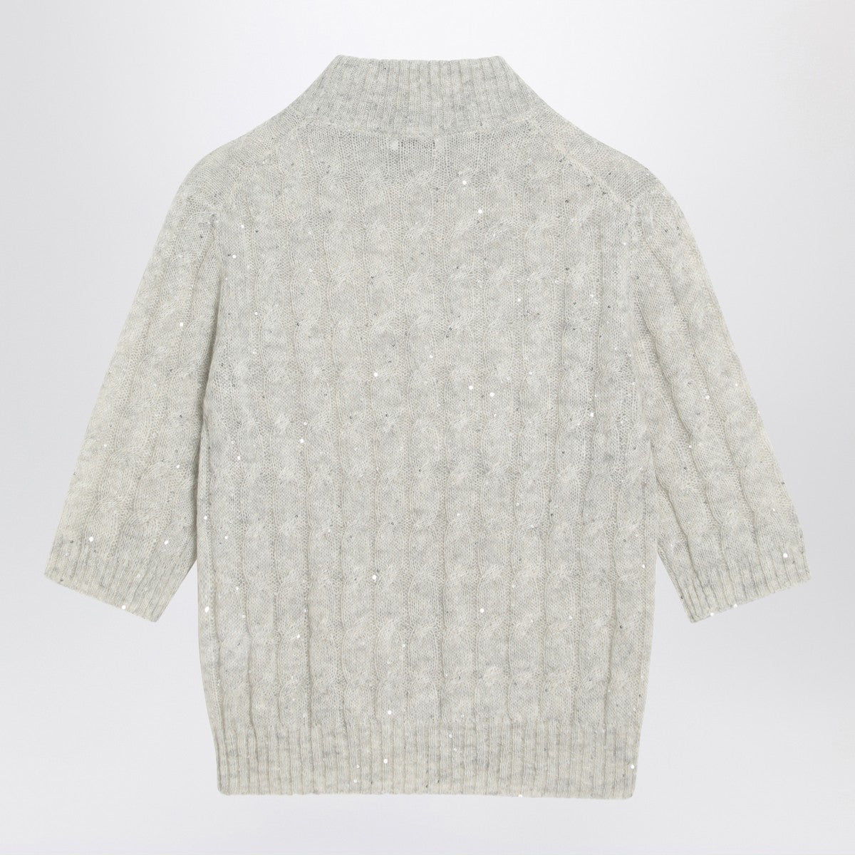 Brunello Cucinelli Light grey cable-knit sweater in mohair blend