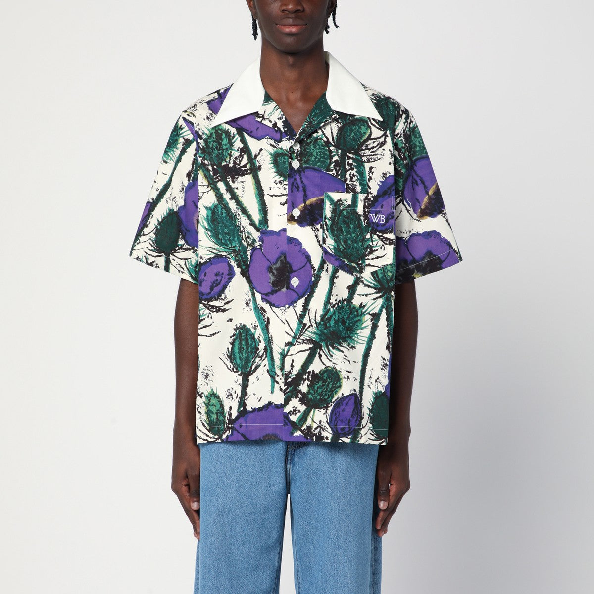 Wales Bonner Highlife bowling shirt with purple print