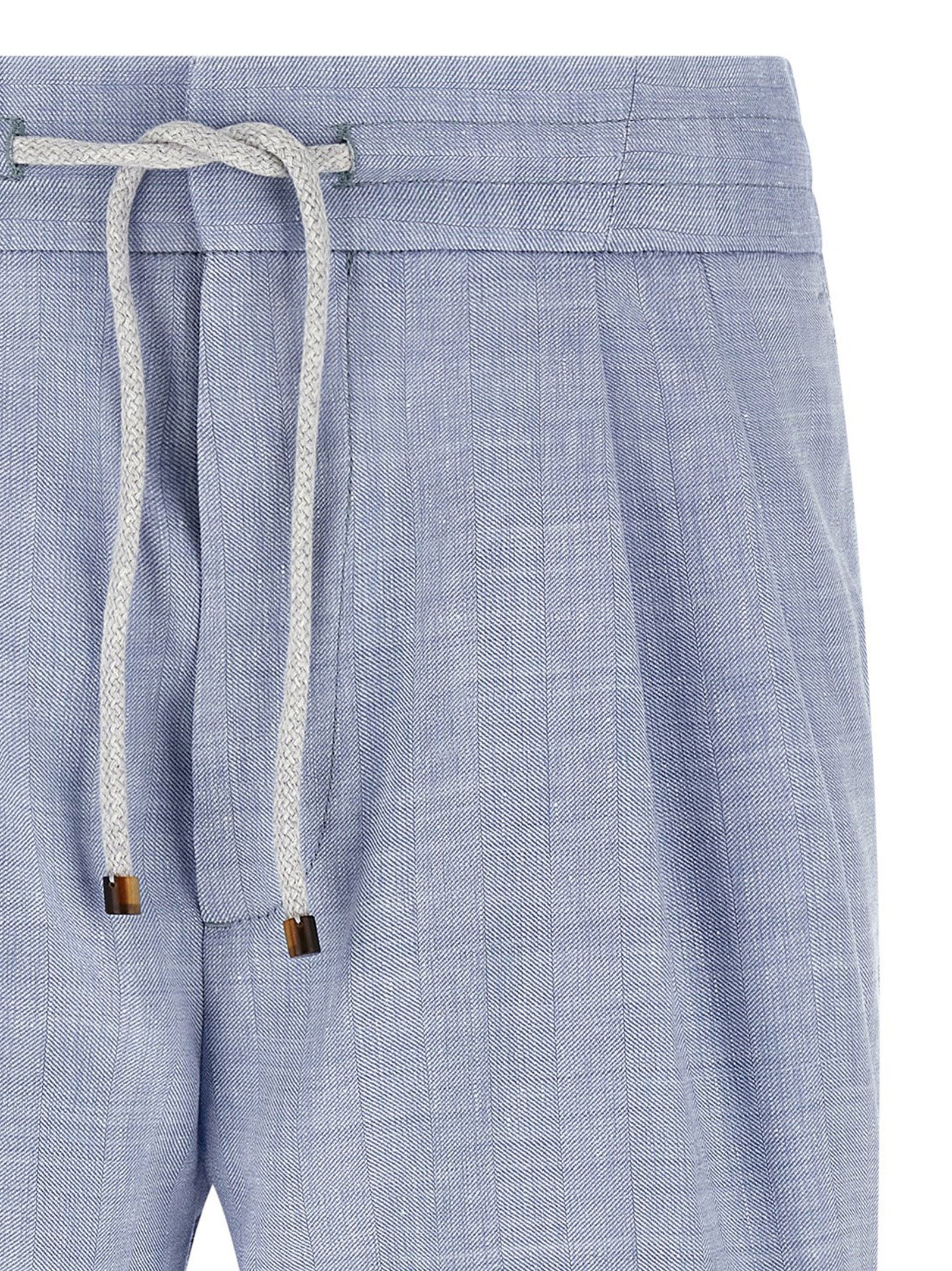 Brunello Cucinelli Linen And Wool Chevron Bermuda Shorts