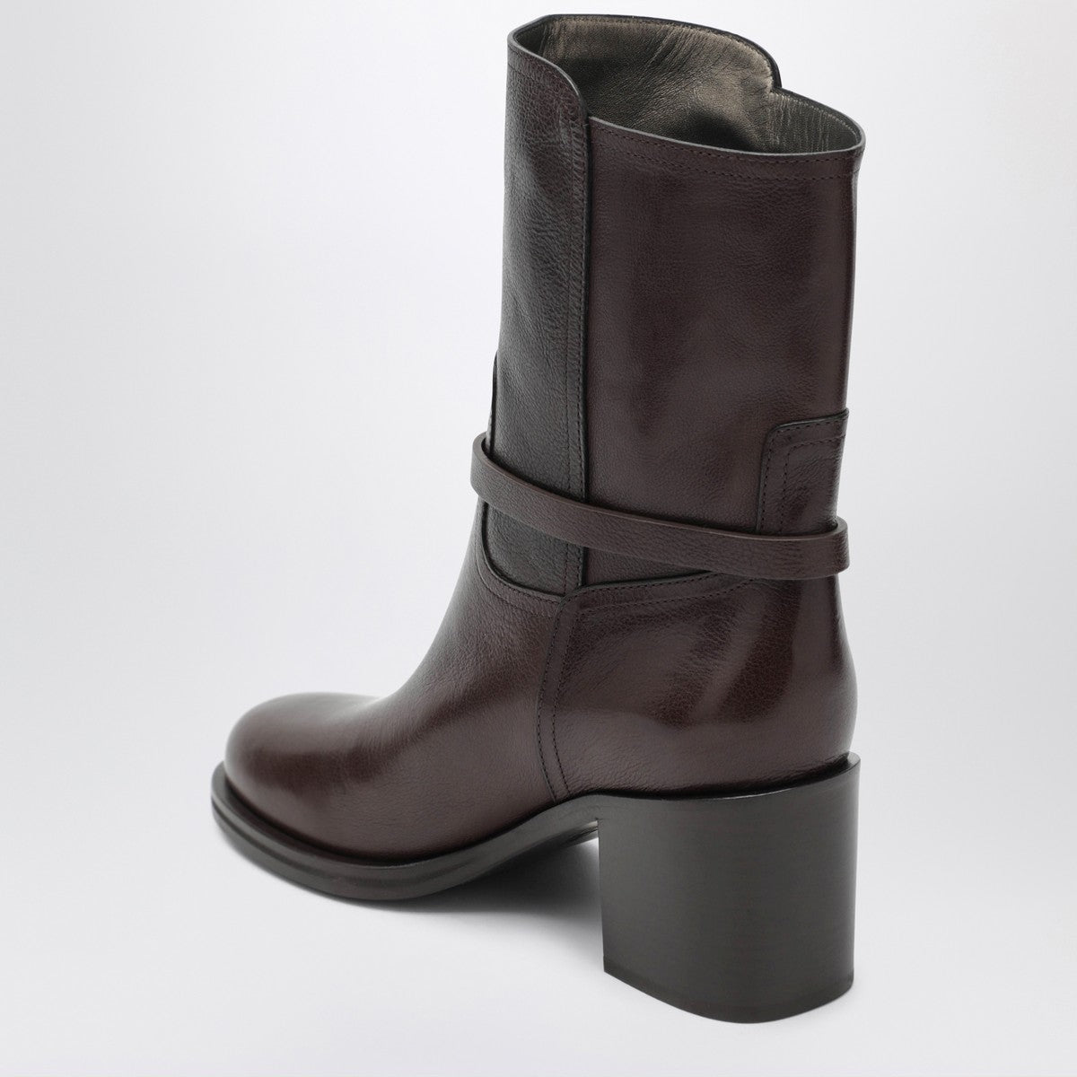 Brunello Cucinelli Brown leather ankle boots with heel