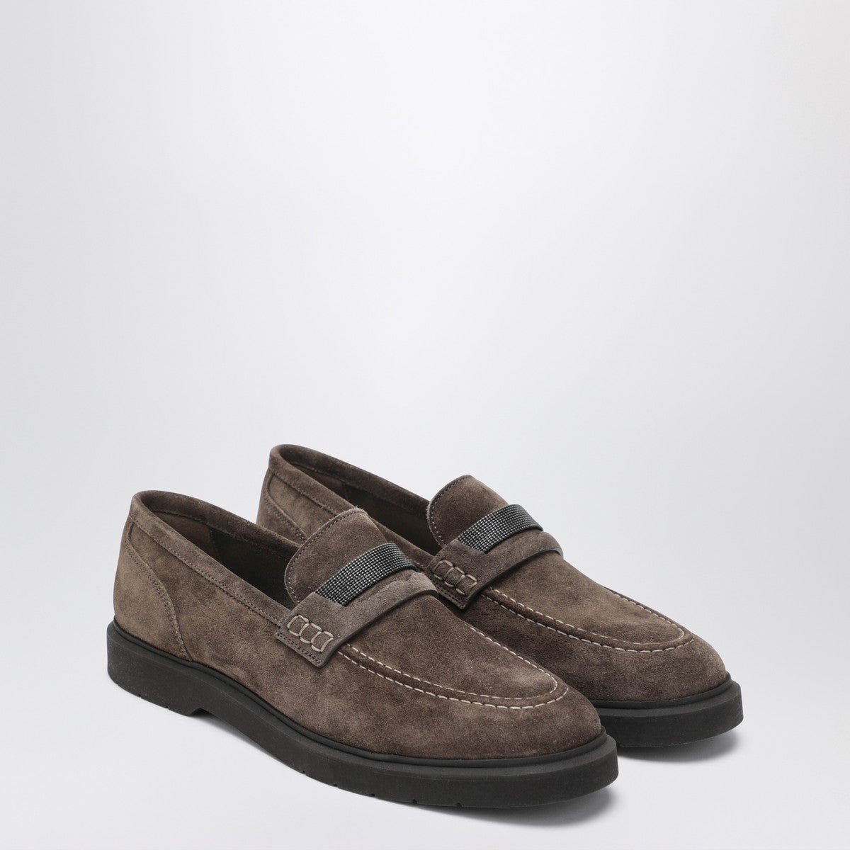 Brunello Cucinelli Penny loafer in brown leather with monile detail