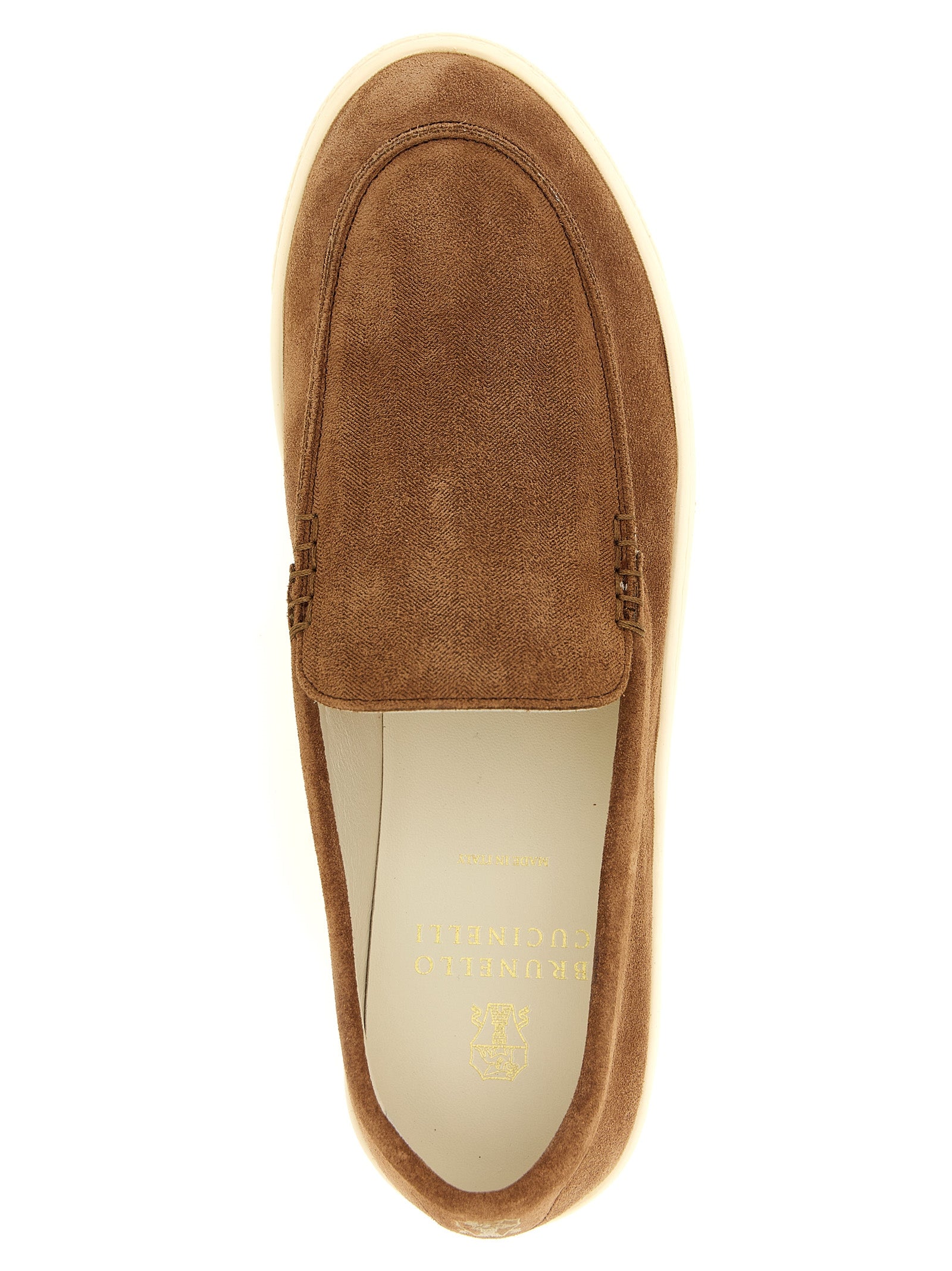 Brunello Cucinelli Suede Chevron Loafers