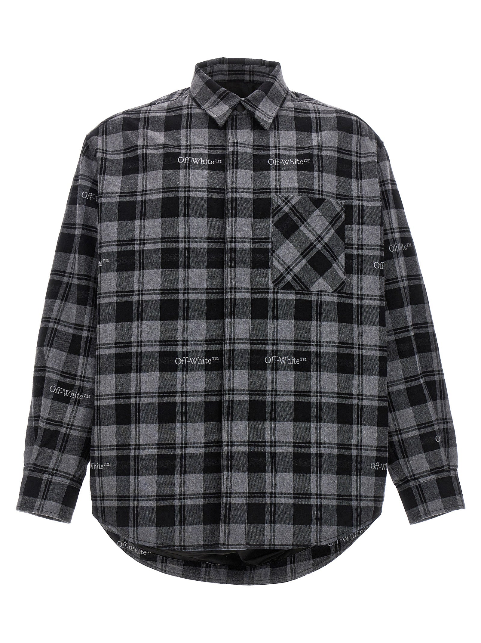 Off White Check Flannel Padded Jacket