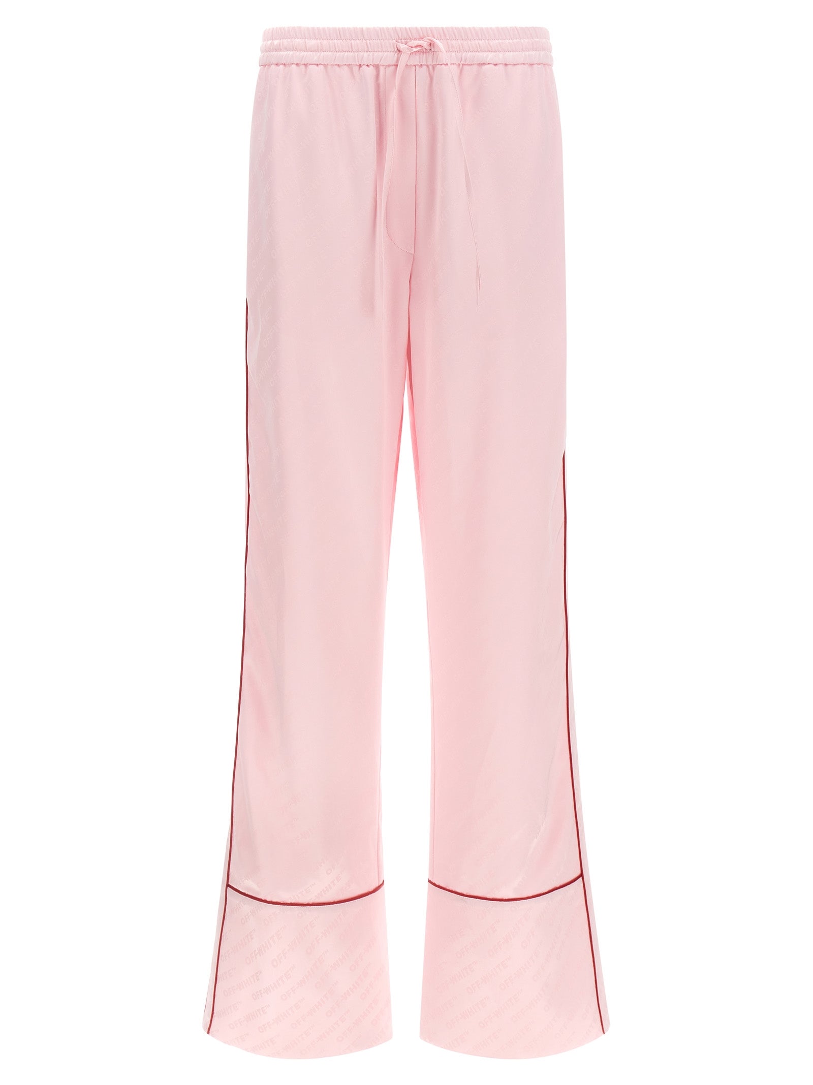 Off White Jacquard Satin Pajama Pants