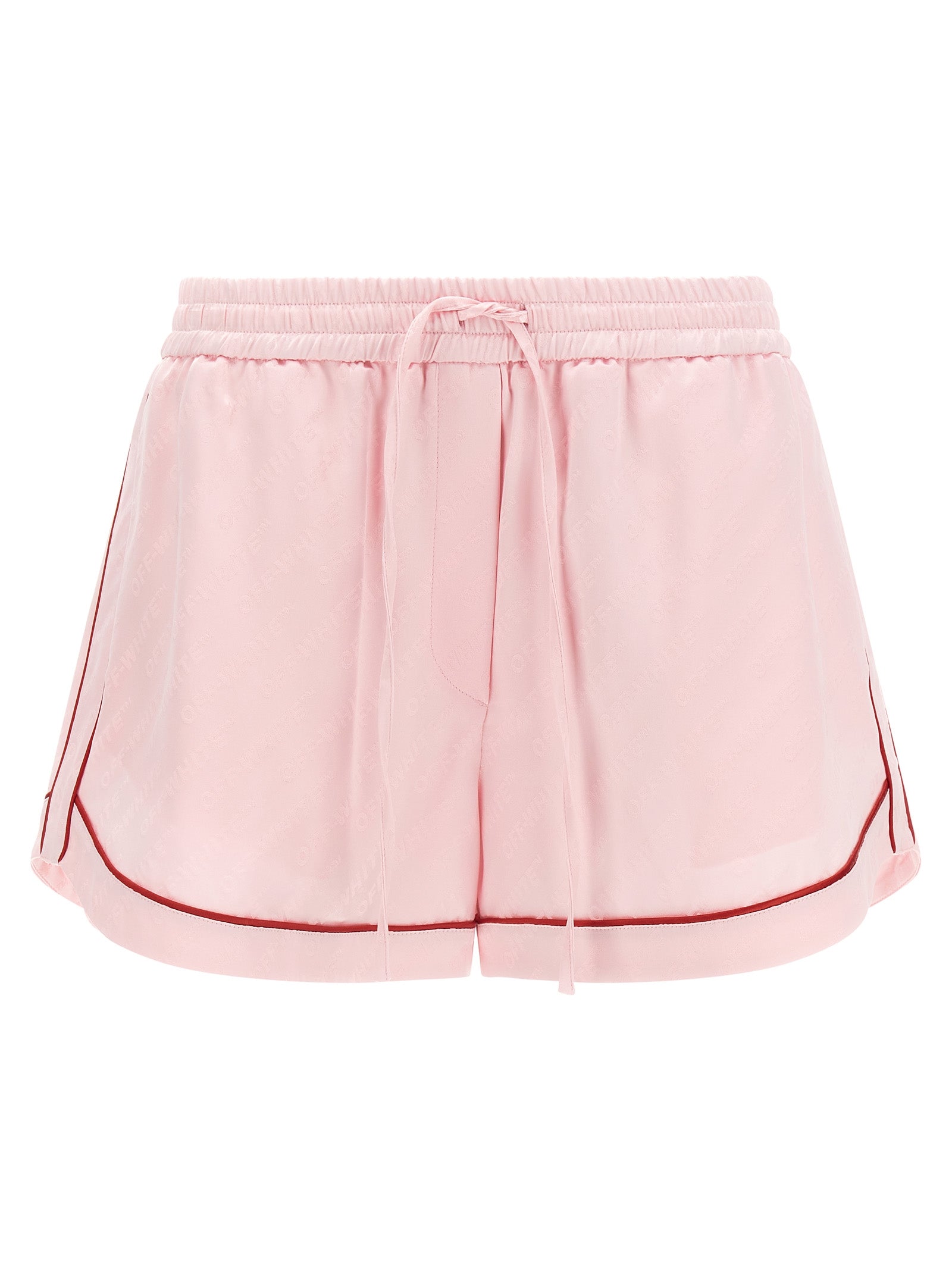 Off White Jacquard Satin Pajama Shorts