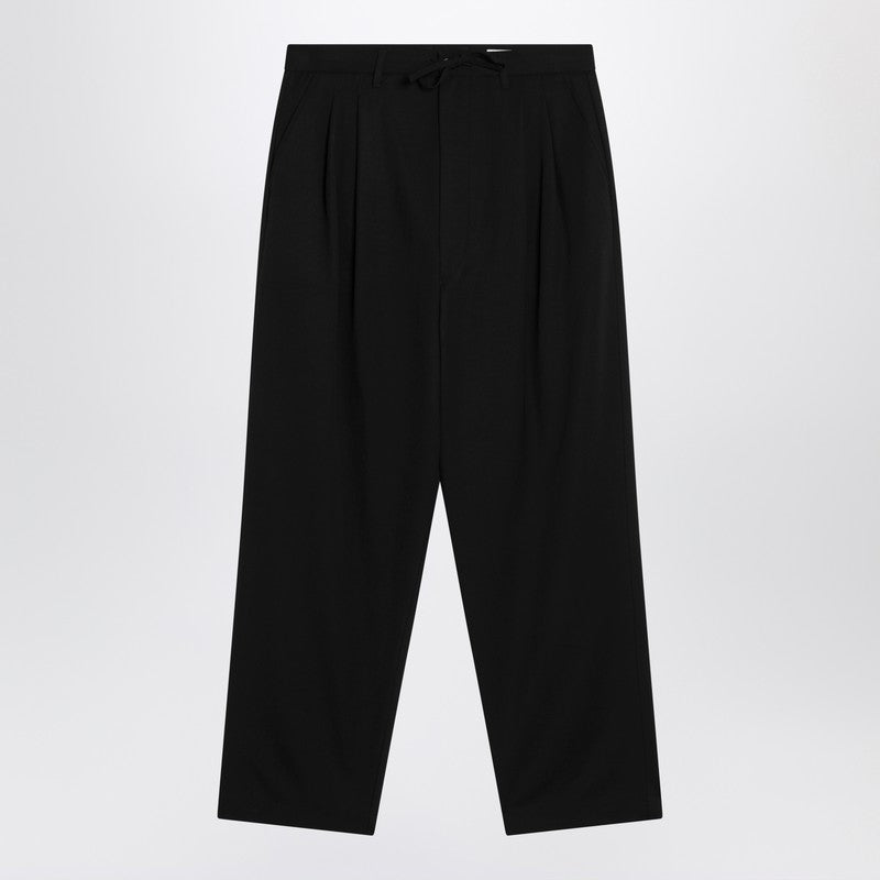 LEMAIRE Black drawstring pants in wool blend