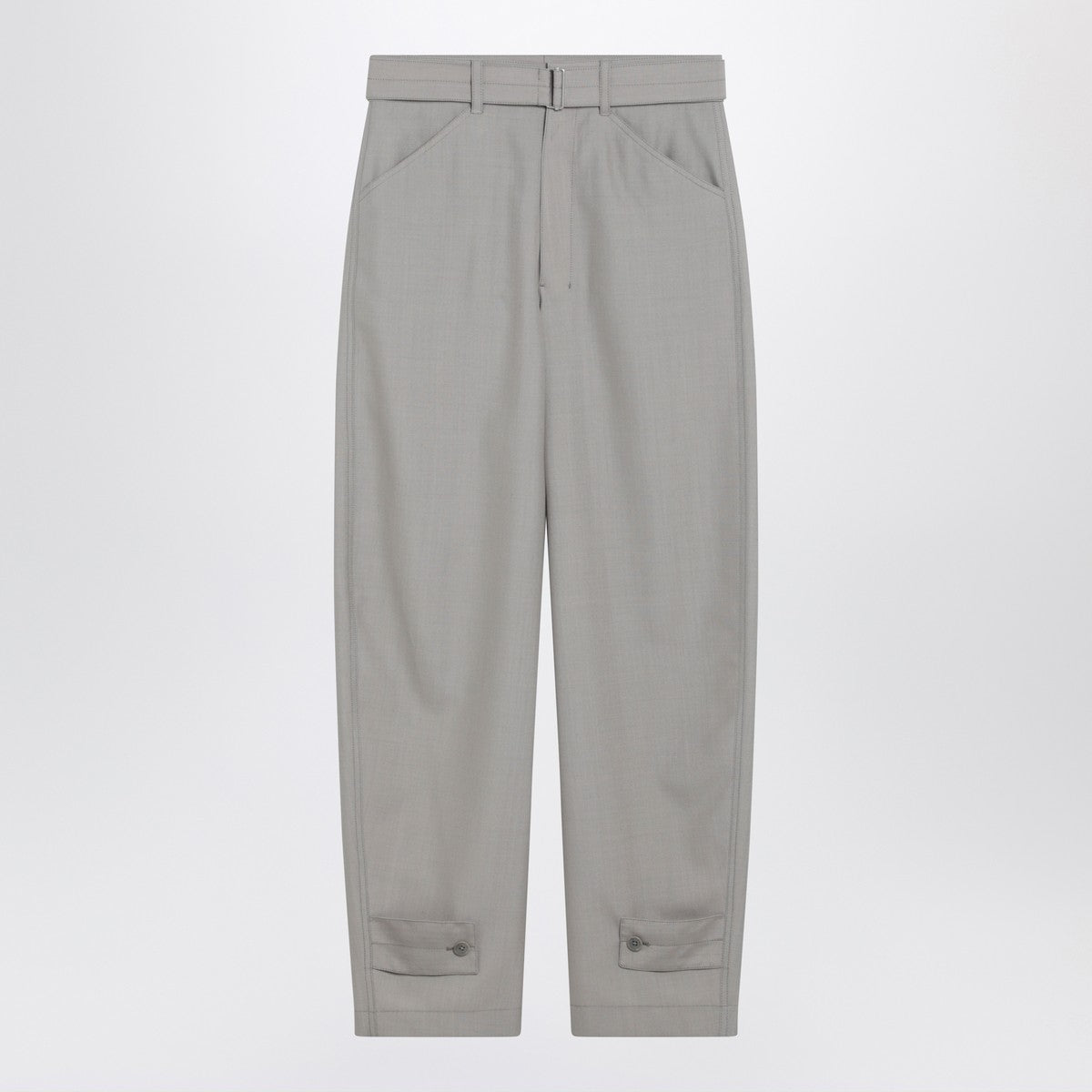 LEMAIRE Taupe trousers with ankle tabs