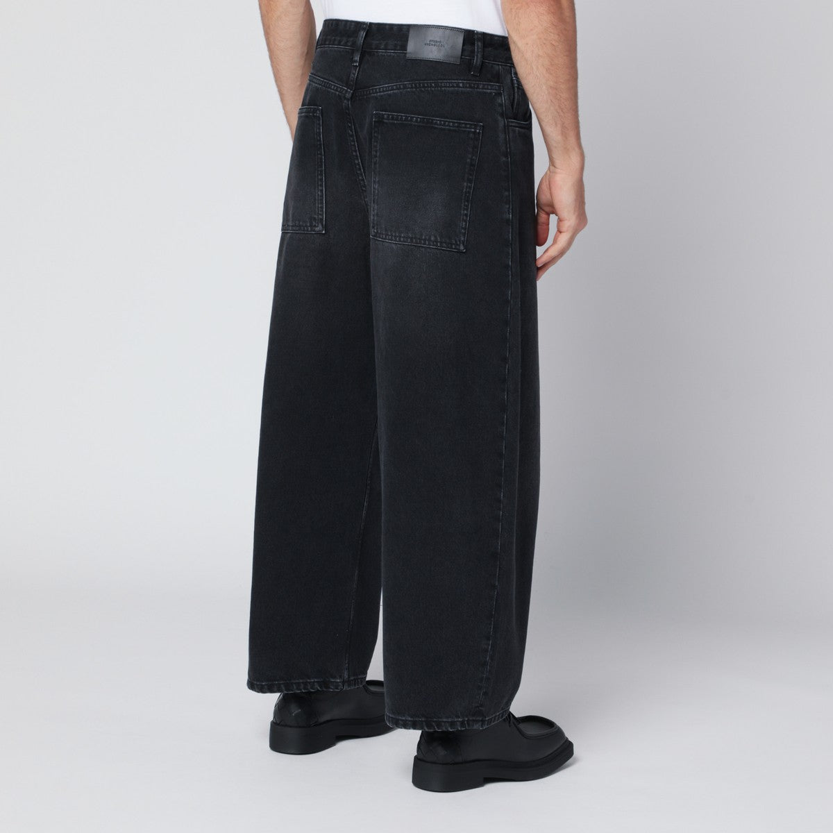 STUDIO NICHOLSON Wide-leg washed black jeans