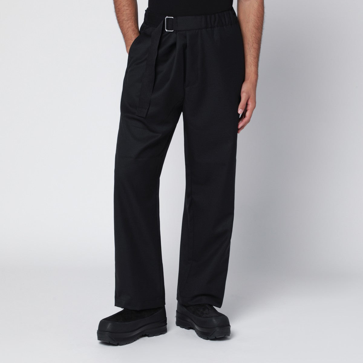 OAMC Black Regs trousers in wool blend