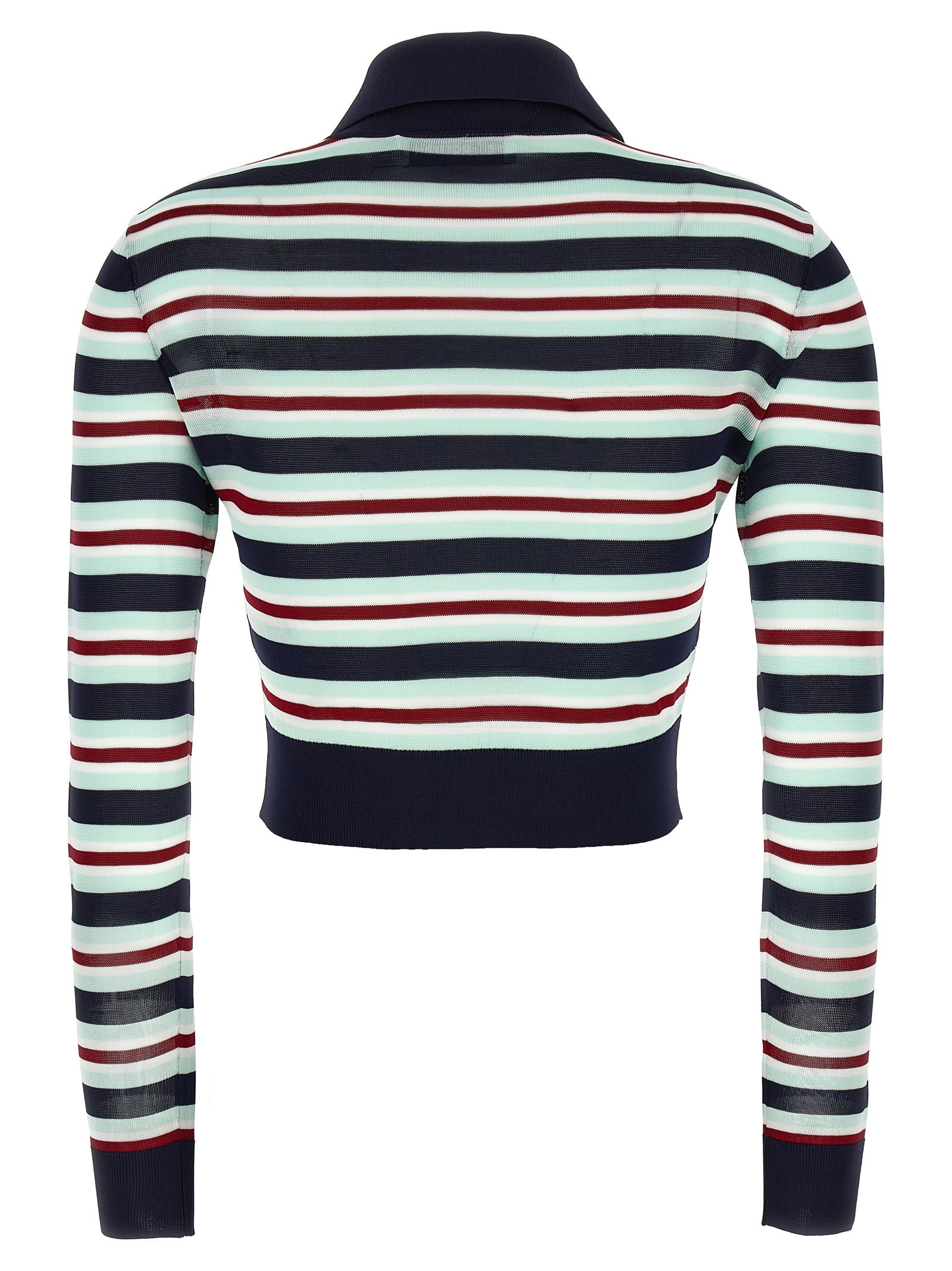 Self-Portrait Self Portrait Navy Striped Viscose Knit Cardigan