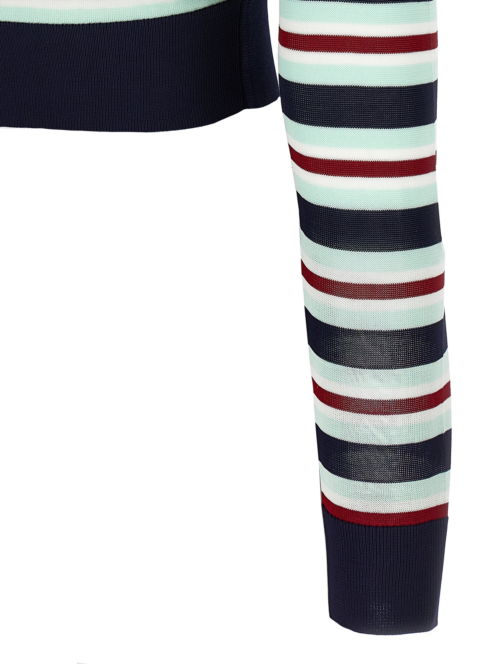 Self-Portrait Self Portrait Navy Striped Viscose Knit Cardigan