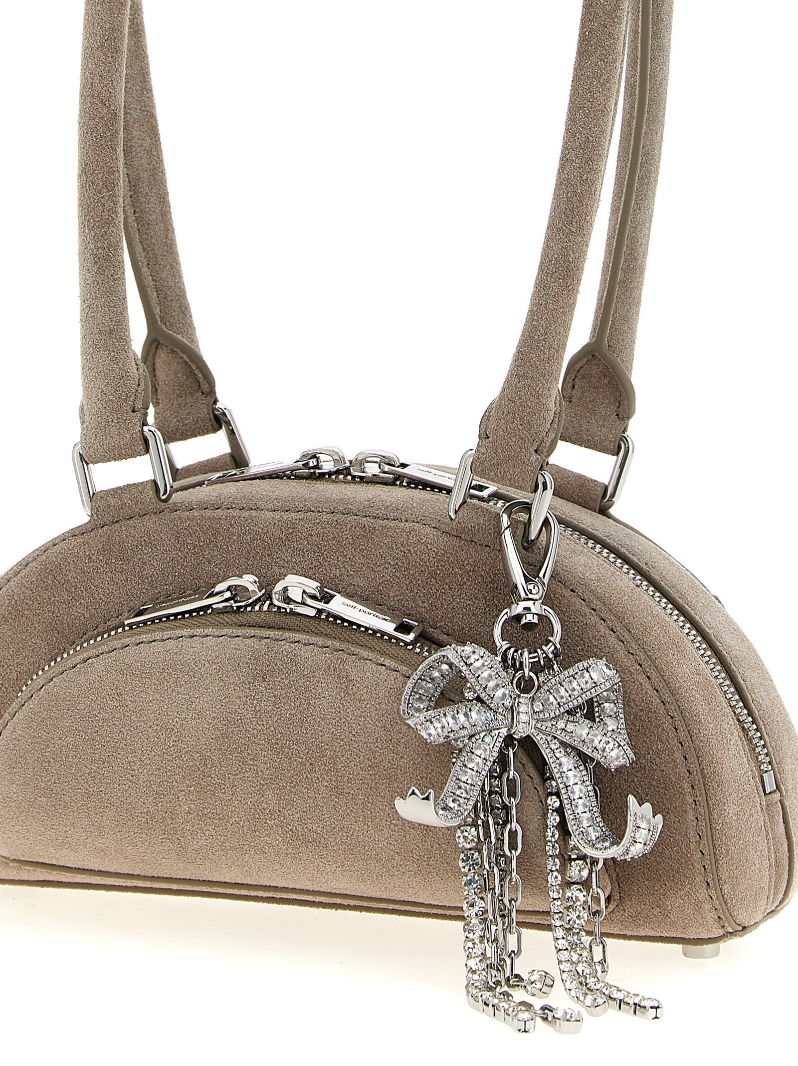 Self-Portrait Self Portrait Suede Mini With Charm Shoulder Bag