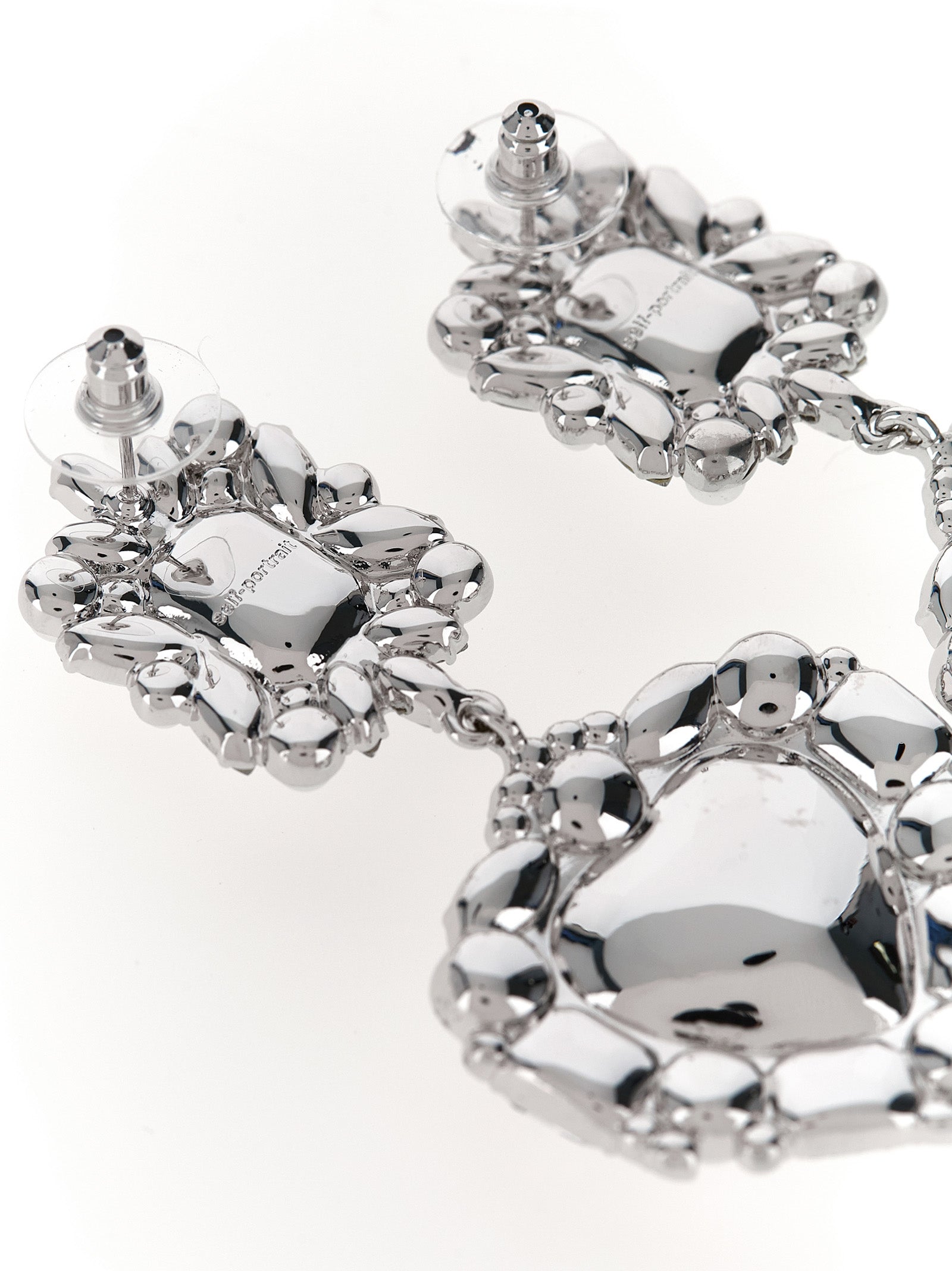 Self-Portrait Self Portrait Crystal Pearl Tiered Heart Earrings