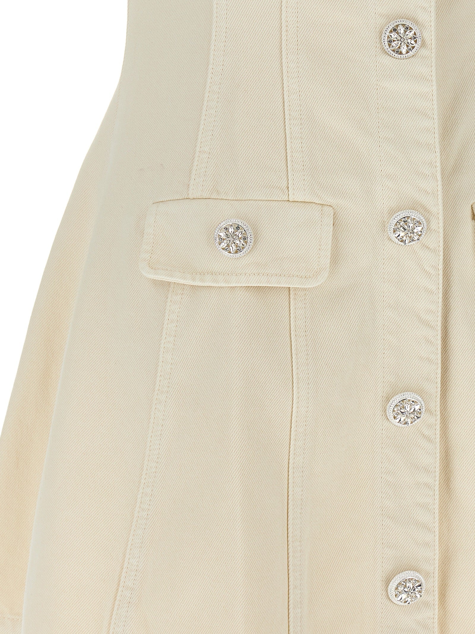 Self-Portrait Self Portrait Cream Collared Denim Mini Dress