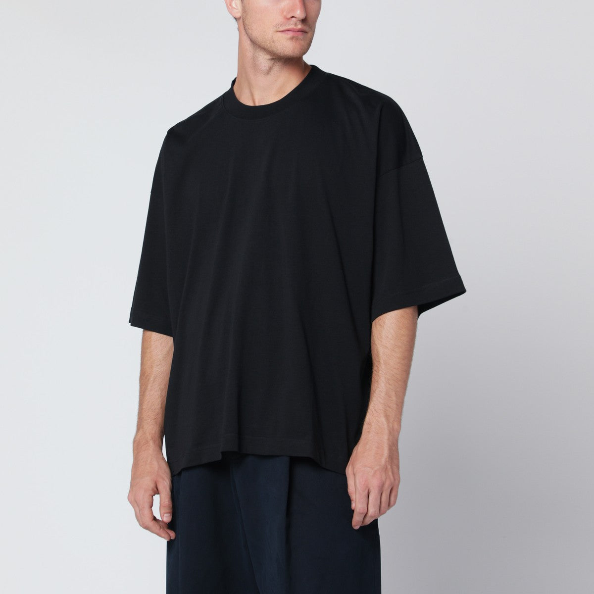 STUDIO NICHOLSON Oversized black cotton T-shirt