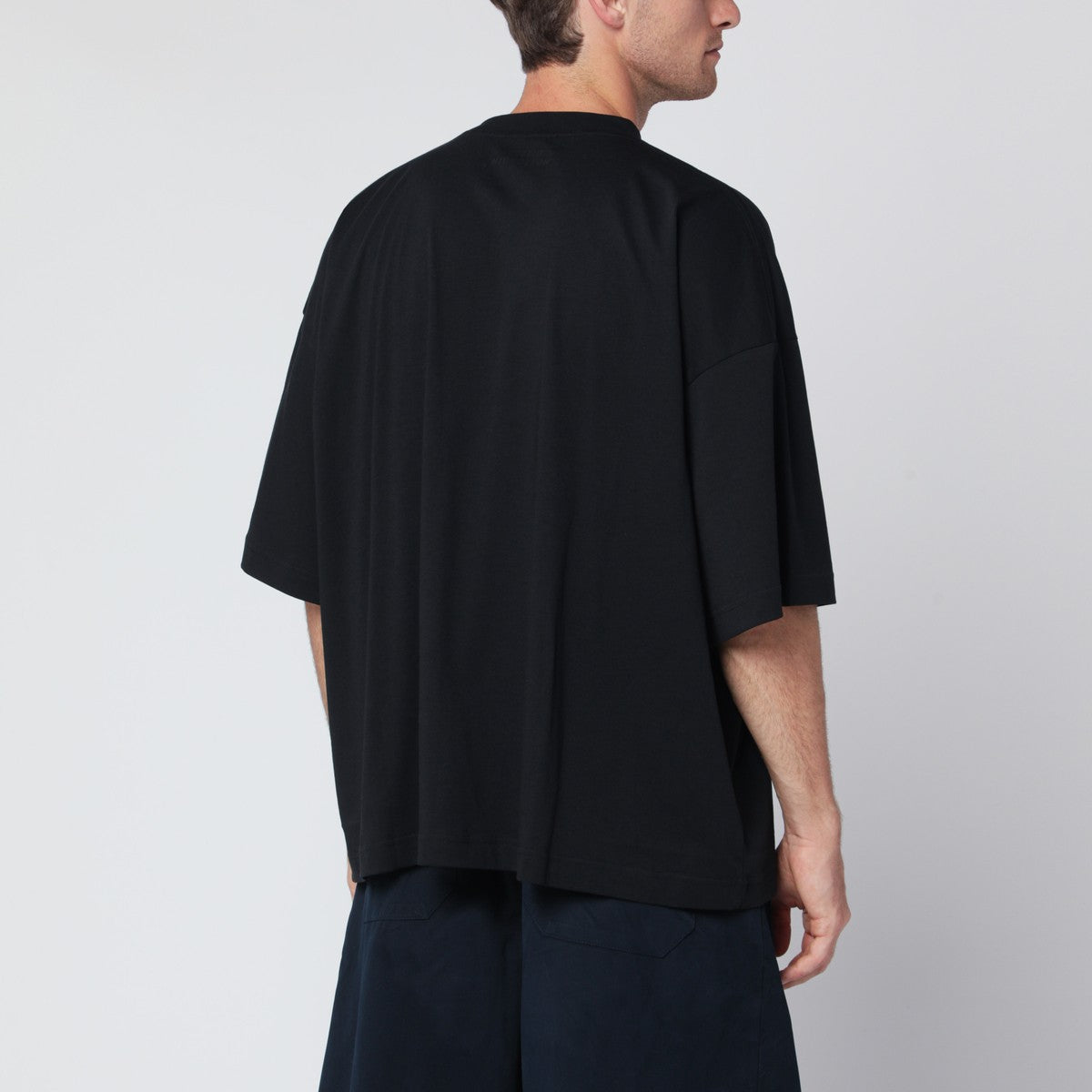 STUDIO NICHOLSON Oversized black cotton T-shirt