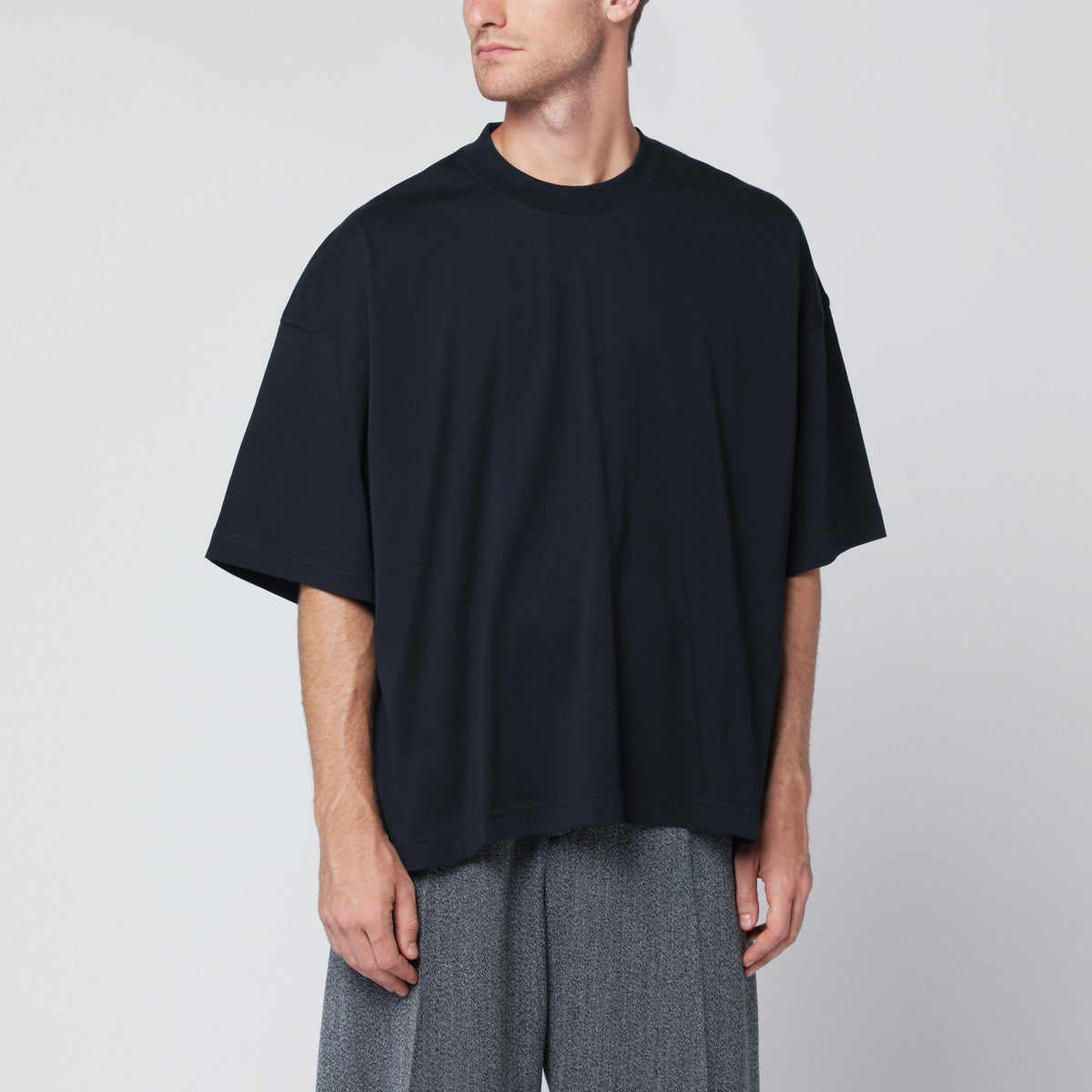 STUDIO NICHOLSON Oversized navy blue cotton T-shirt