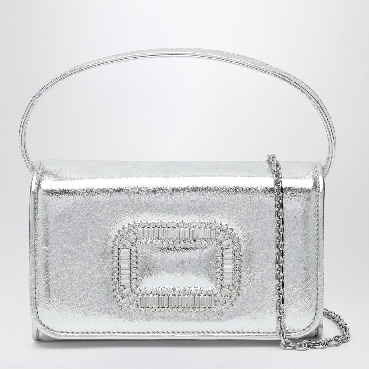 ROGER VIVIER Silver leather Micro Pilgrim bag